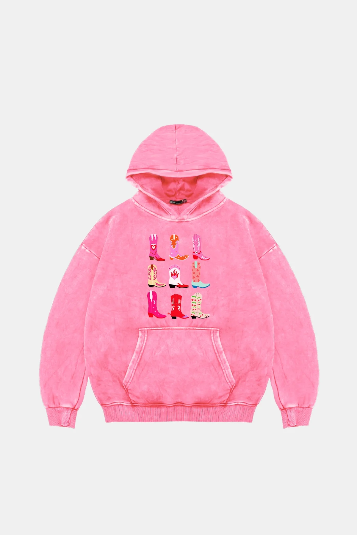 Fun Cowboy Oversize Unisex Yıkamalı Pembe Hoodie