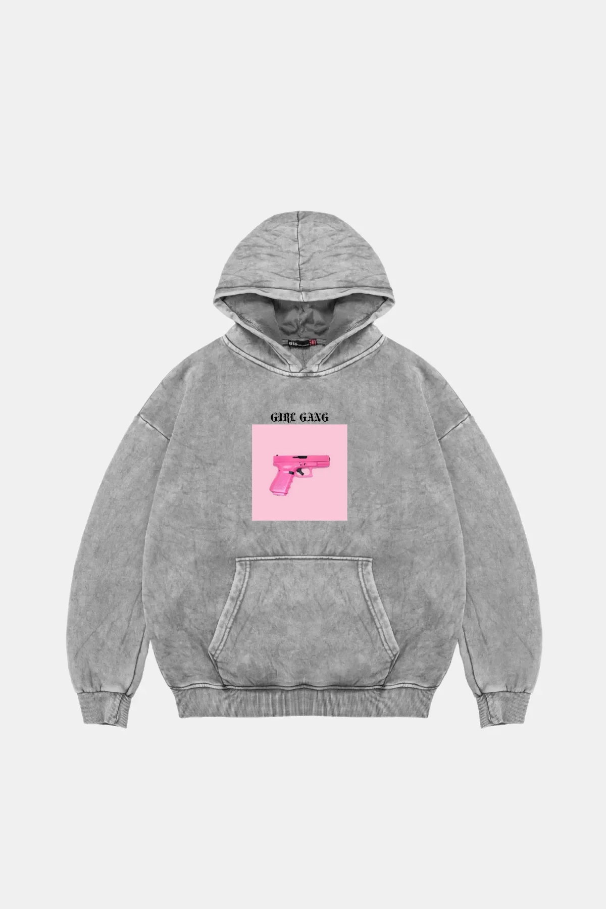 Girl Gang Oversize Unisex Yıkamalı Beyaz Hoodie