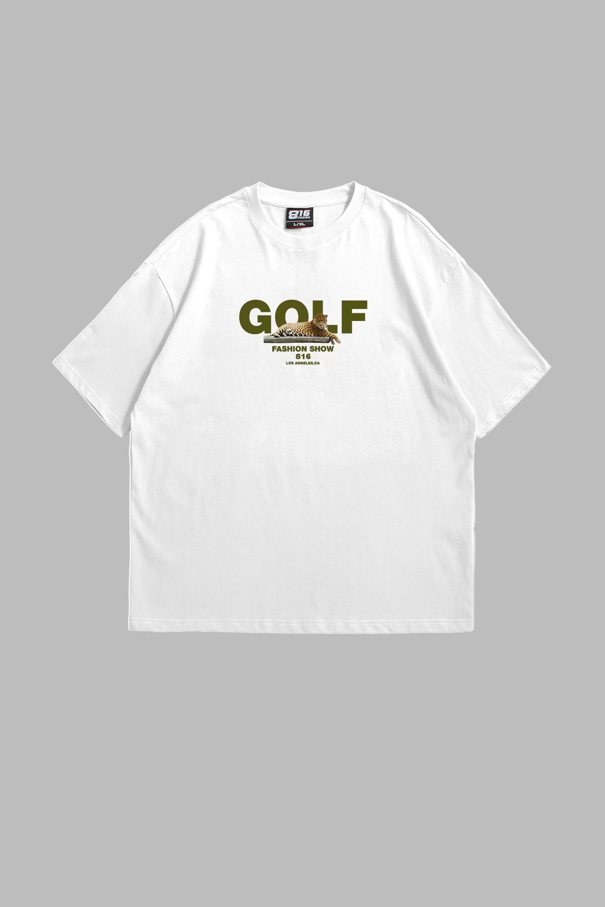 Golf Baskılı Oversize Unisex Beyaz Tshirt