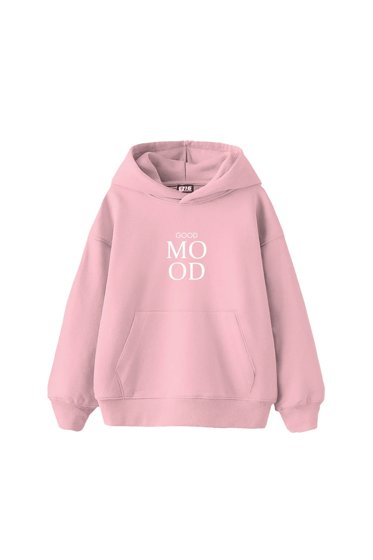 Good Mood Baskılı Oversize Unisex Pembe Hoodie