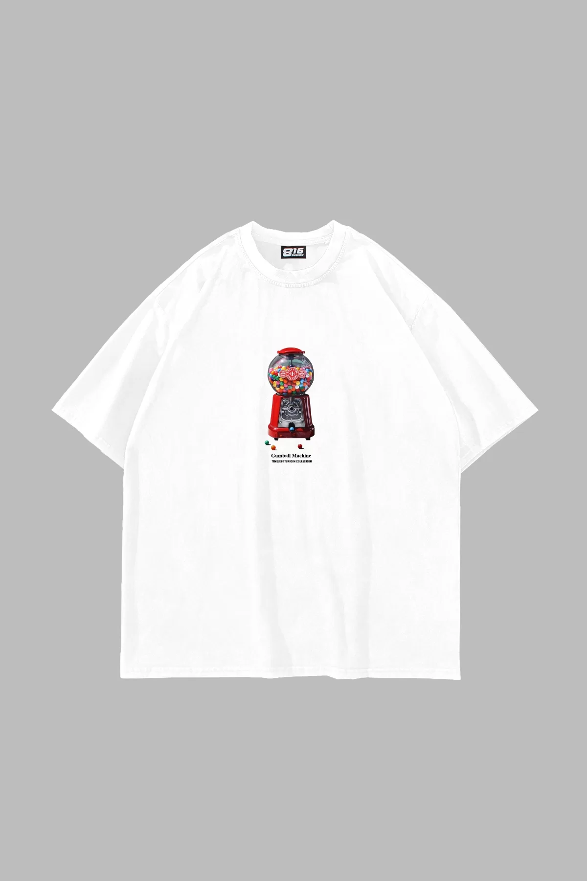 Gumball Machine Baskılı Oversize Unisex Beyaz Tshirt