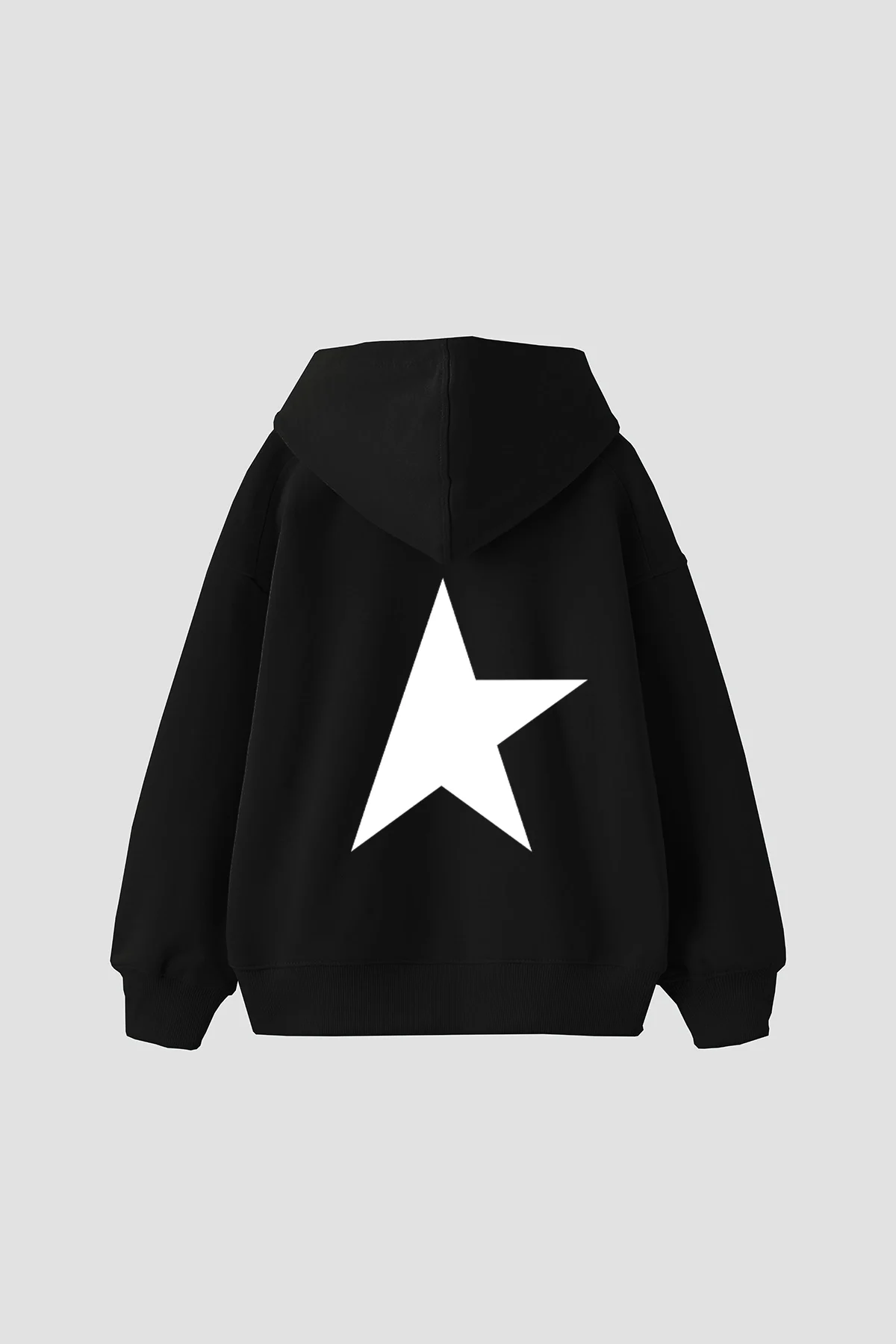 Half Star Baskılı Oversize Unisex Siyah Hoodie