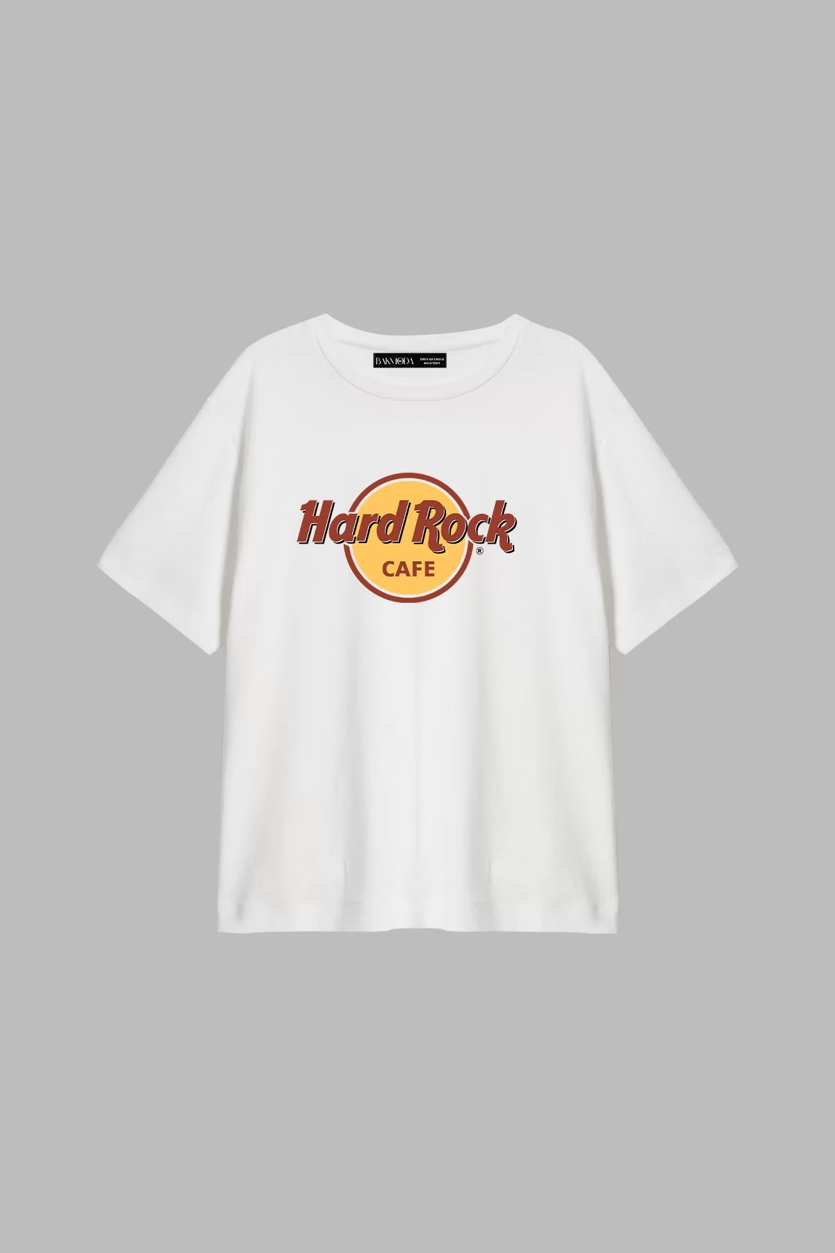 Hard Rock Baskılı Relaxed Fit Beyaz Kadın Tshirt