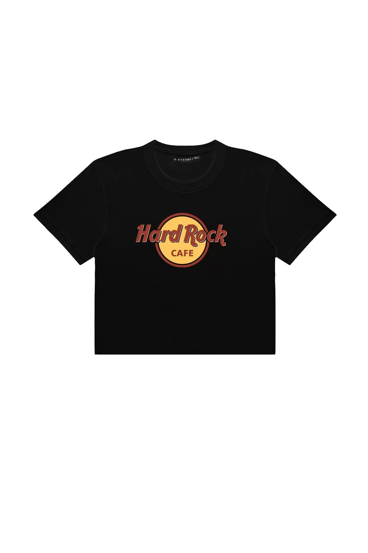 Hard Rock Baskılı Siyah Crop Top