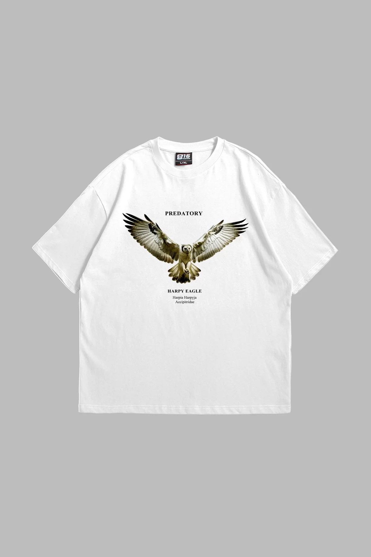 Harpy Eagle Baskılı Oversize Unisex Beyaz Premium Tshirt