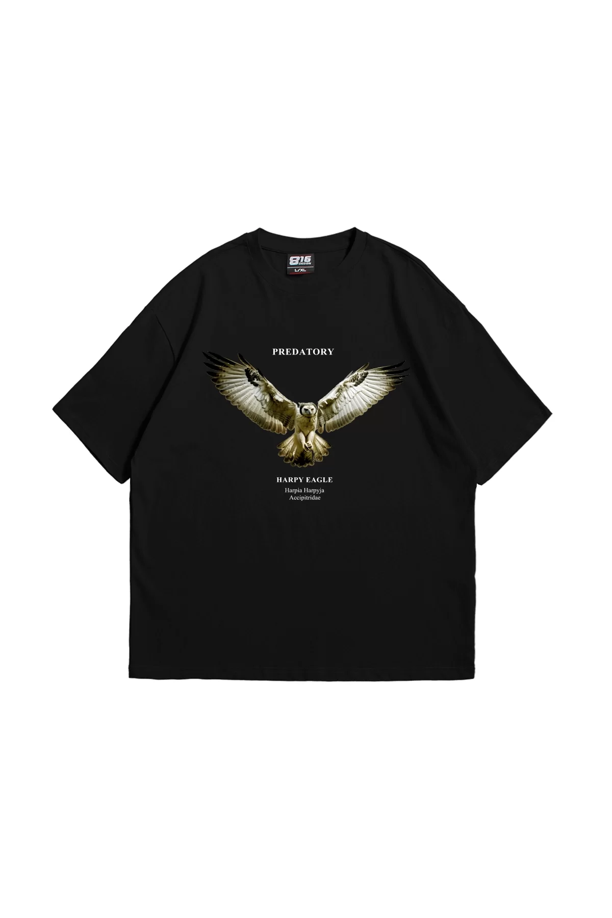 Harpy Eagle Baskılı Oversize Unisex Premium Siyah Tshirt