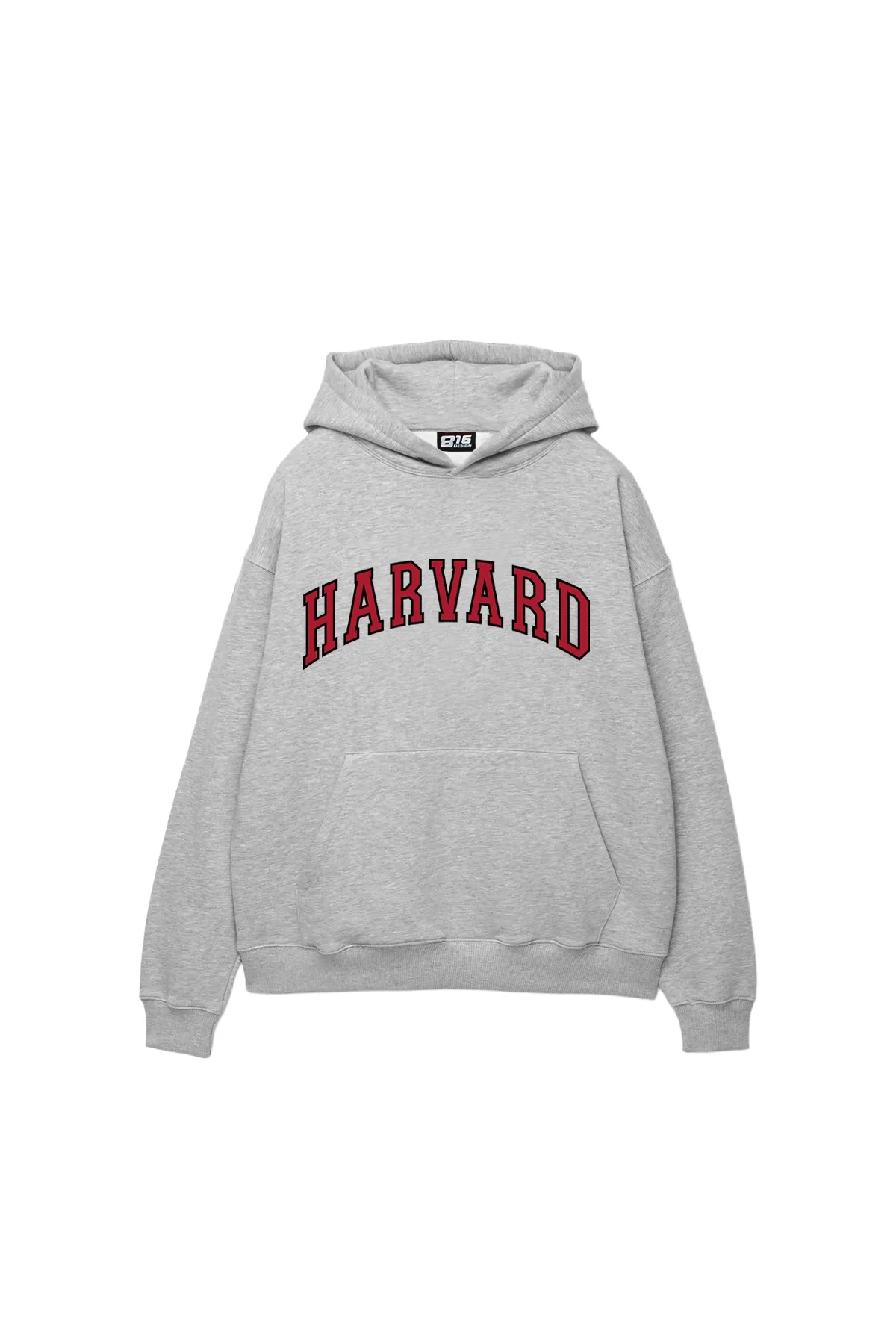 Harvard V2 Baskılı Oversize Unisex Gri Hoodie