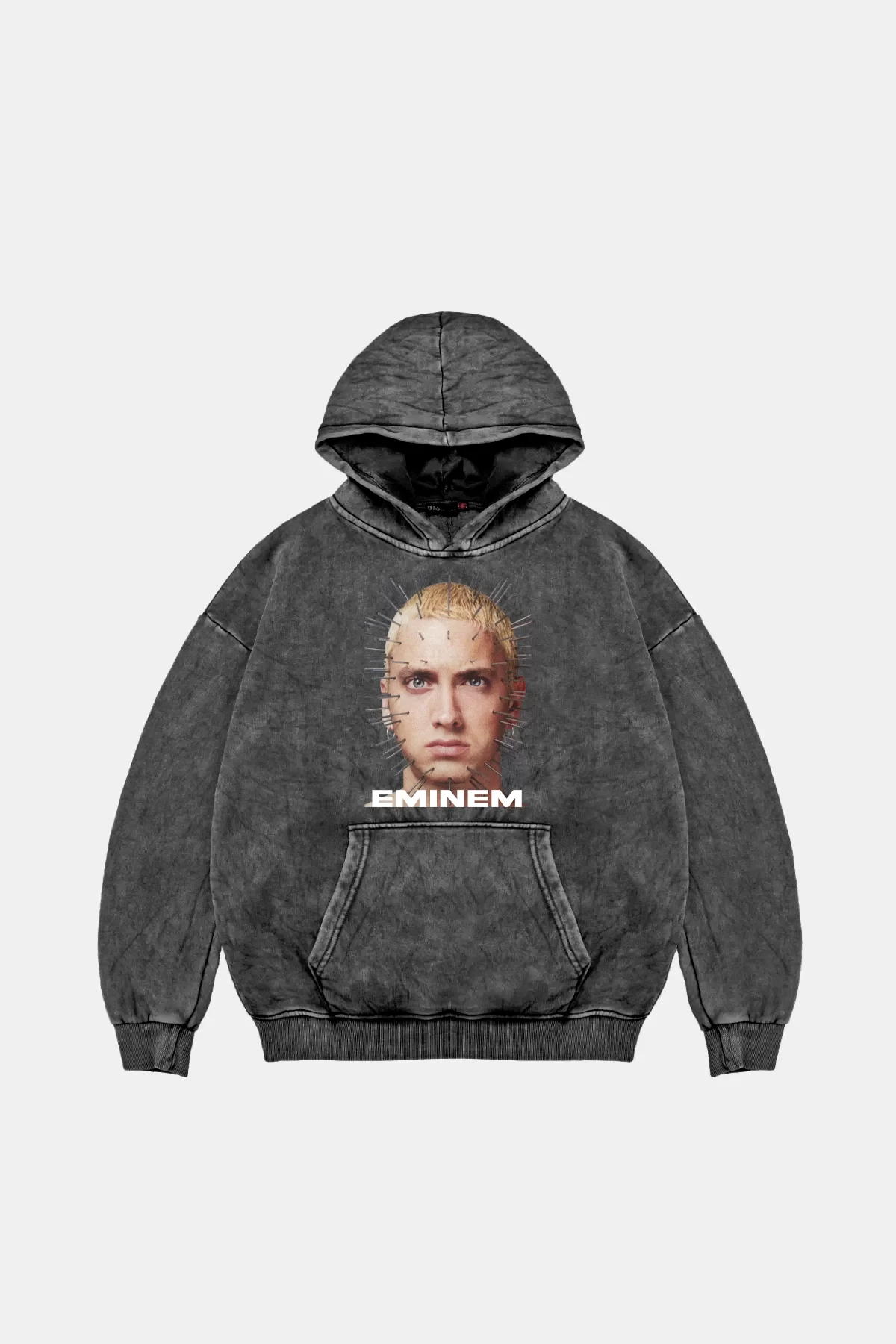 Eminem Baskılı Oversize Unisex Premium Yıkamalı Siyah Hoodie