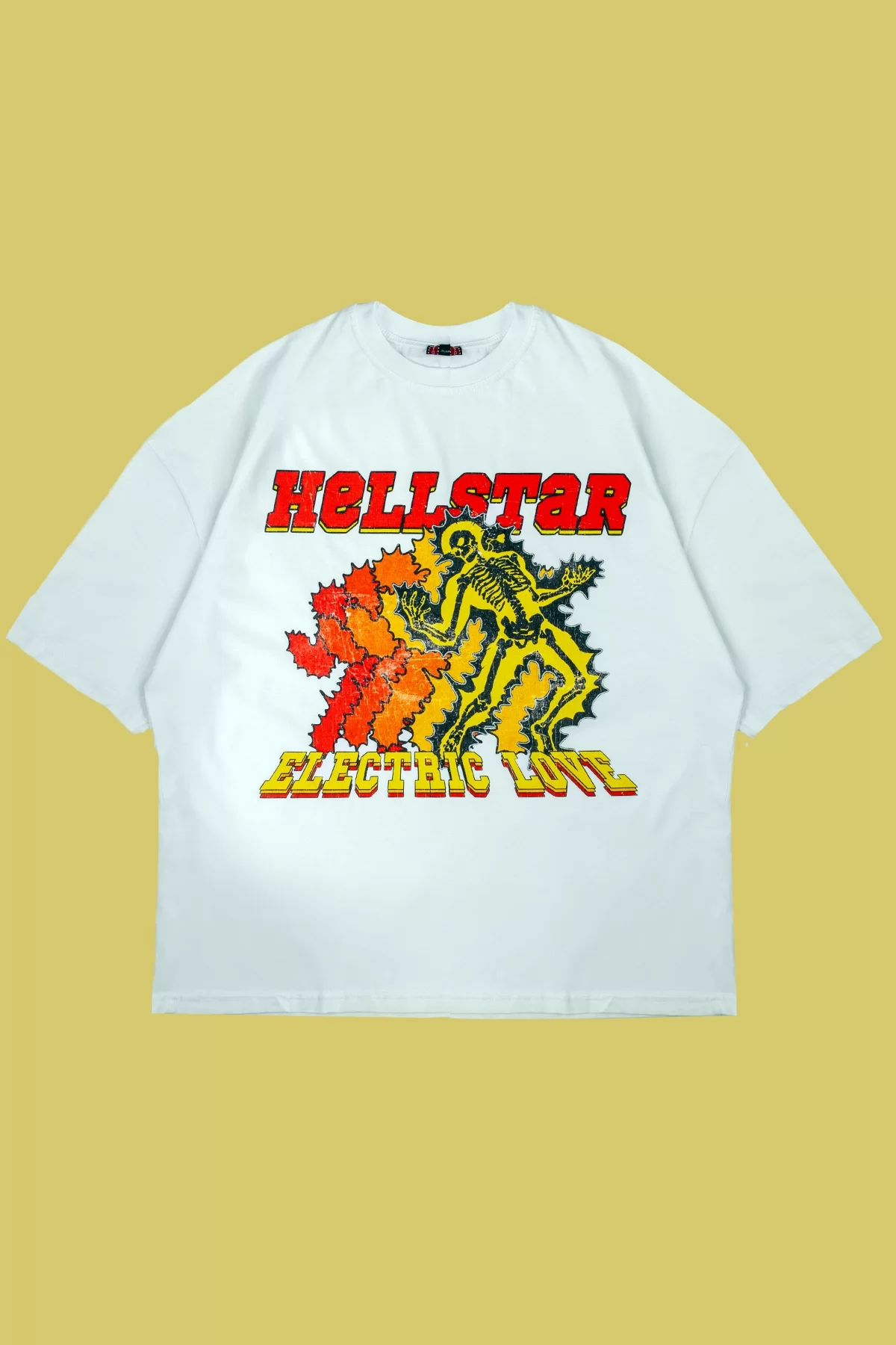 Hellstar Baskılı Beyaz Oversize Tshirt