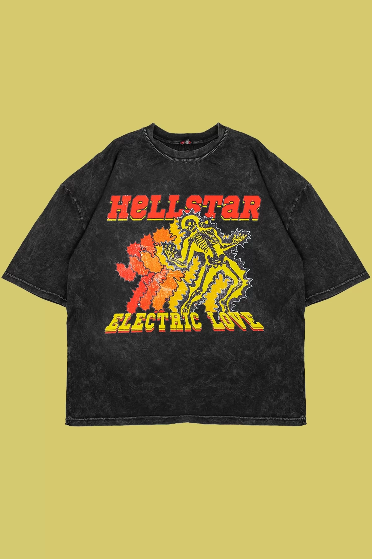 Hellstar Baskılı Yıkamalı Füme Oversize Tshirt