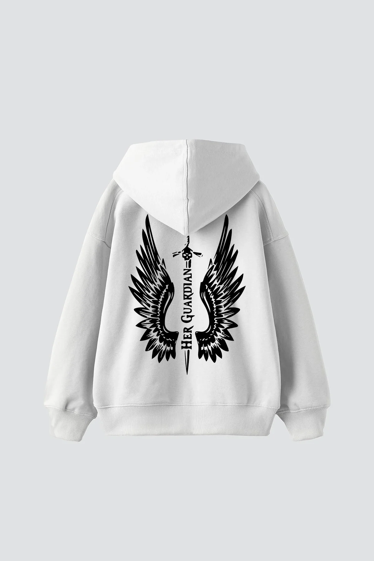 Her Guardıan Baskılı Oversize Unisex Beyaz Hoodie