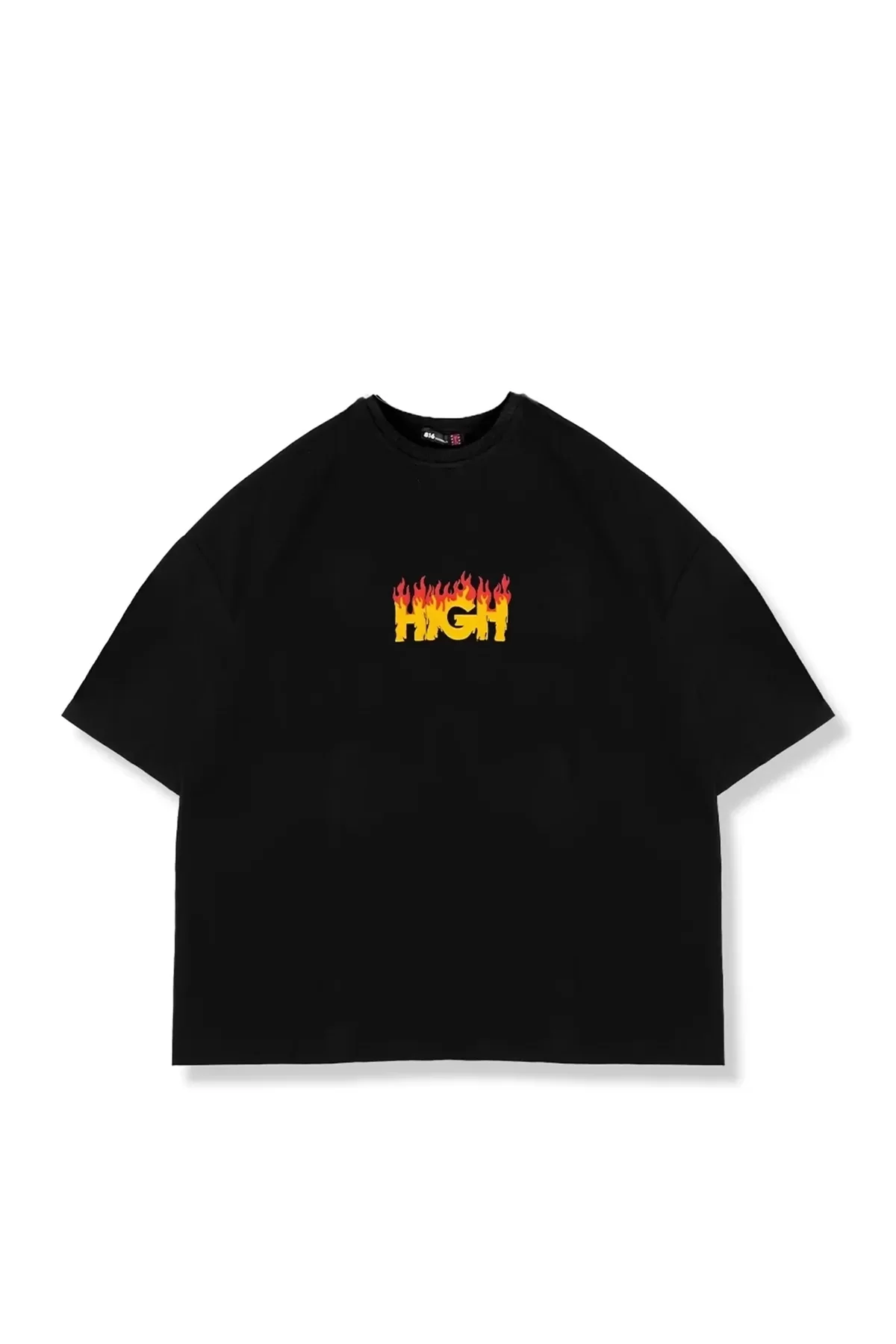High Siyah Oversize Unisex Tshirt