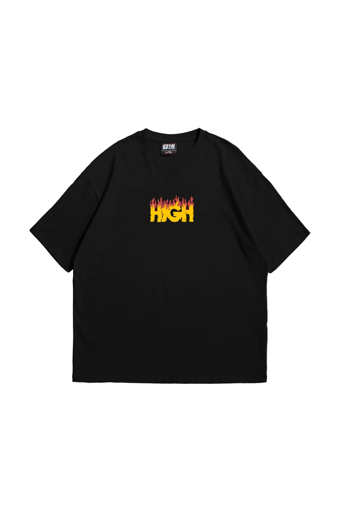 High Siyah Oversize Unisex Tshirt