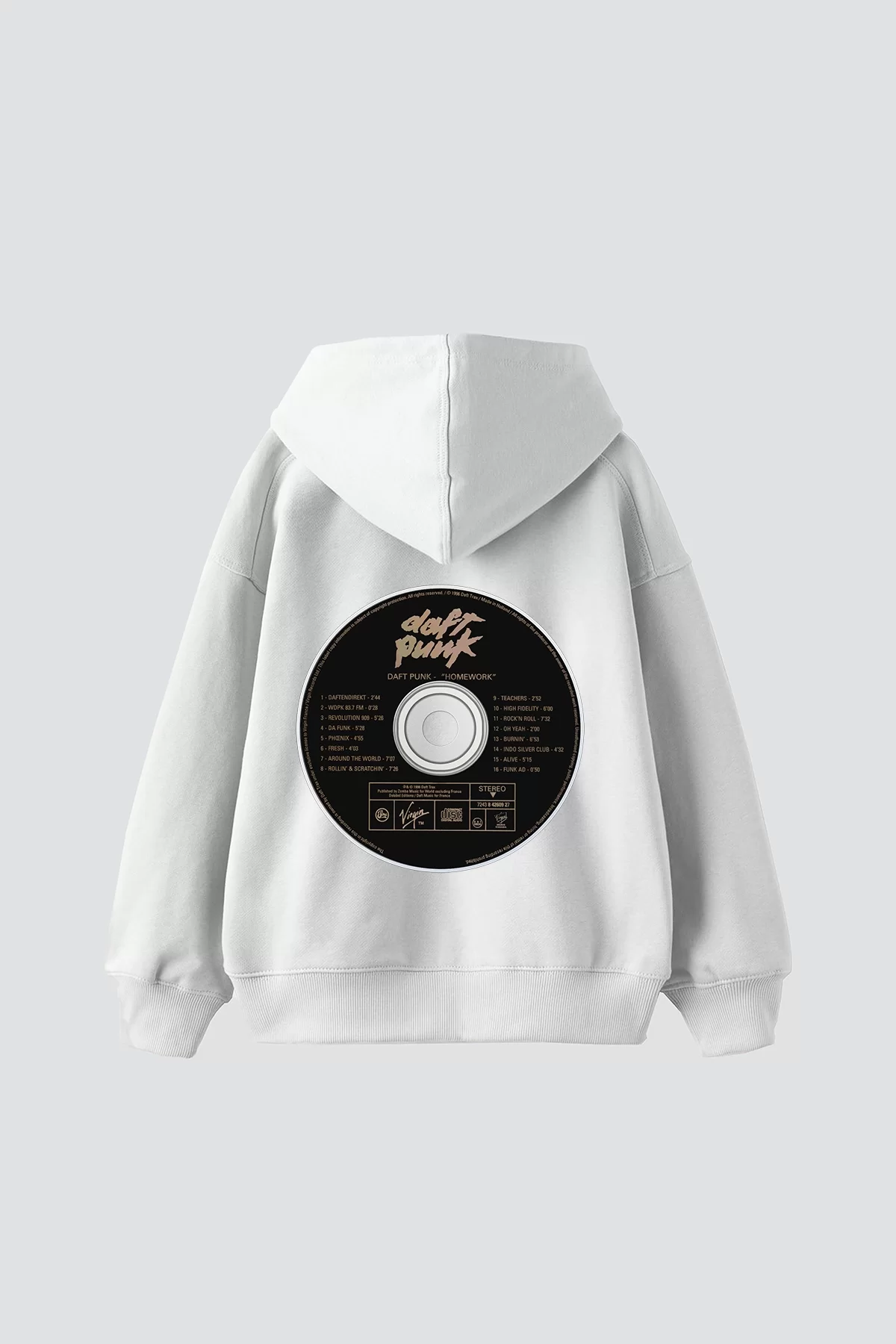 Homework Baskılı Oversize Unisex Premium Beyaz Hoodie