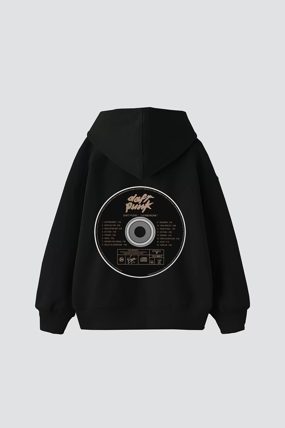 Homework Baskılı Oversize Unisex Premium Siyah Hoodie