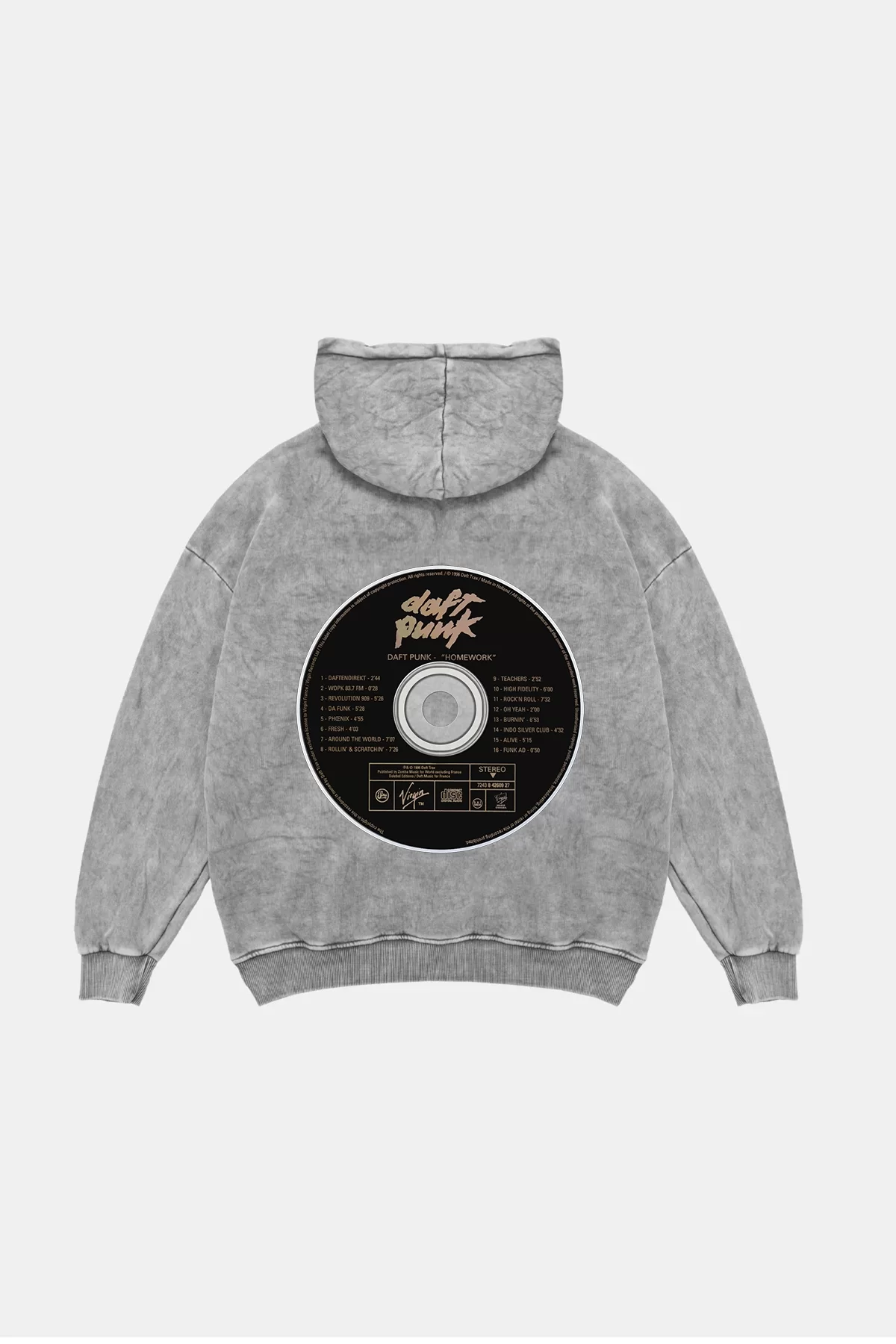 Homework Baskılı Oversize Unisex Premium Yıkamalı Beyaz Hoodie