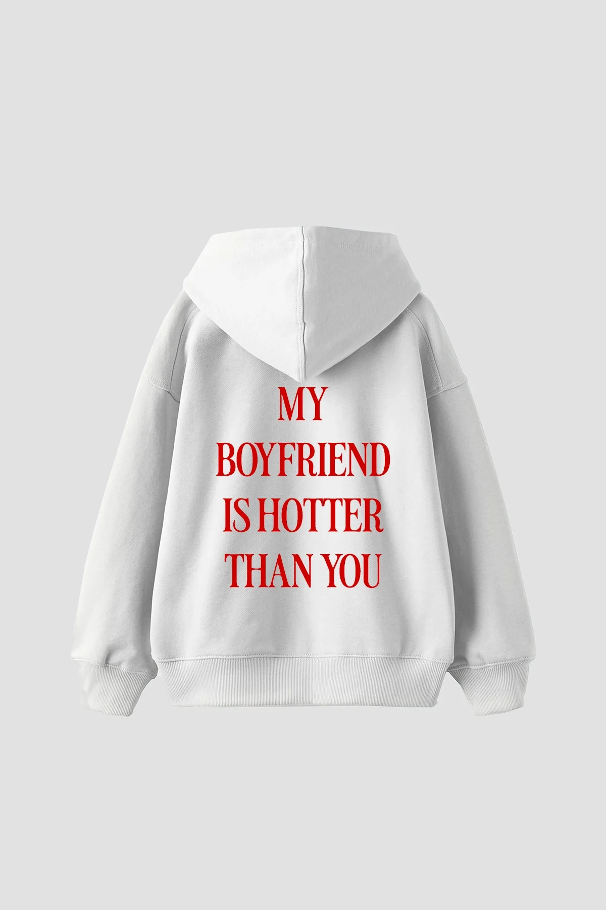 Hot Boyfriend Baskılı Oversize Unisex Beyaz Hoodie