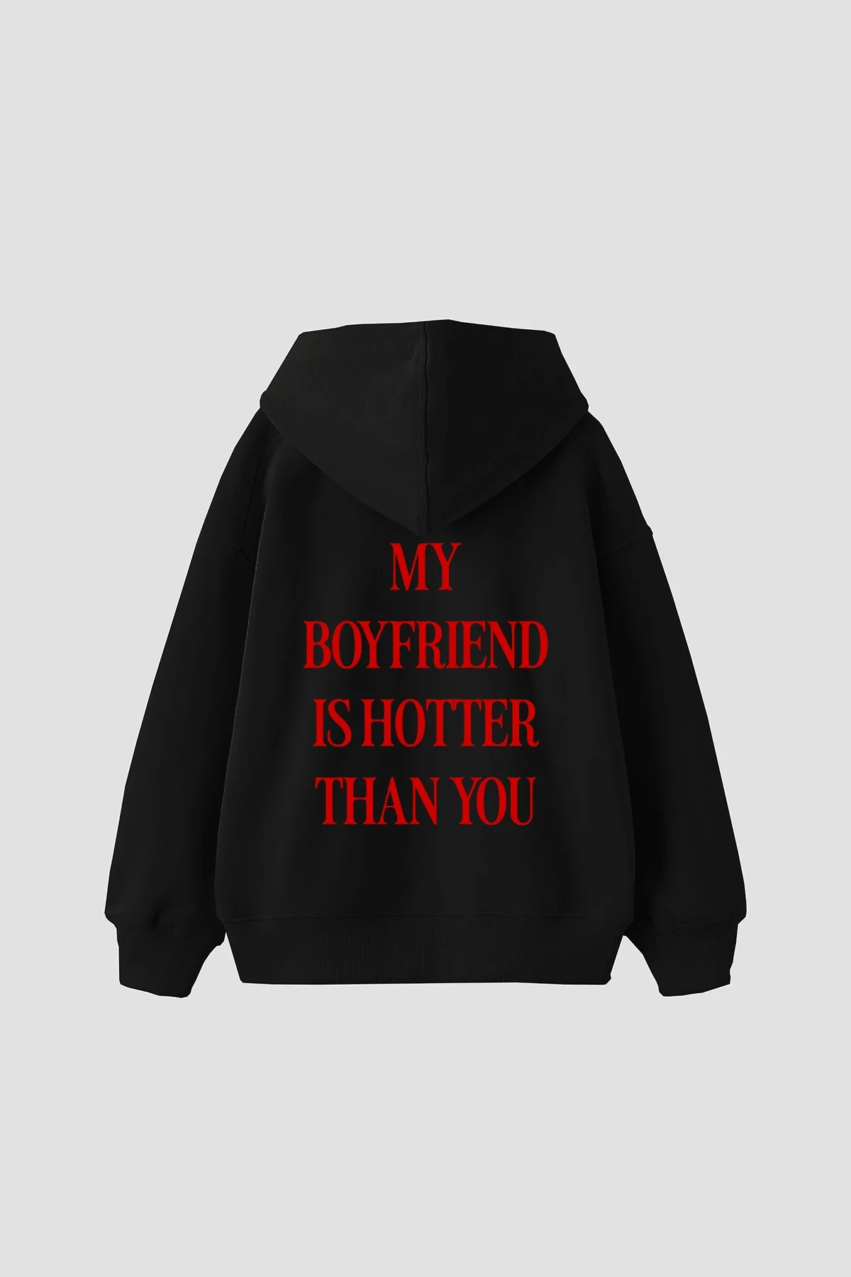 Hot Boyfriend Baskılı Oversize Unisex Siyah Hoodie