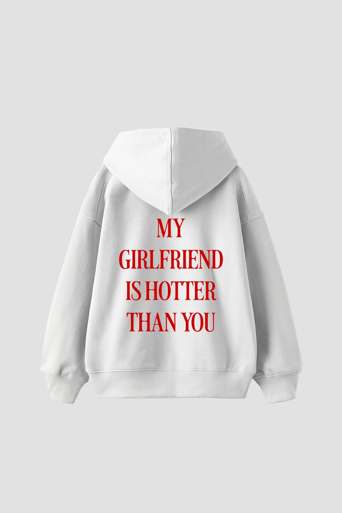 Hot Girlfriend Baskılı Oversize Unisex Beyaz Hoodie