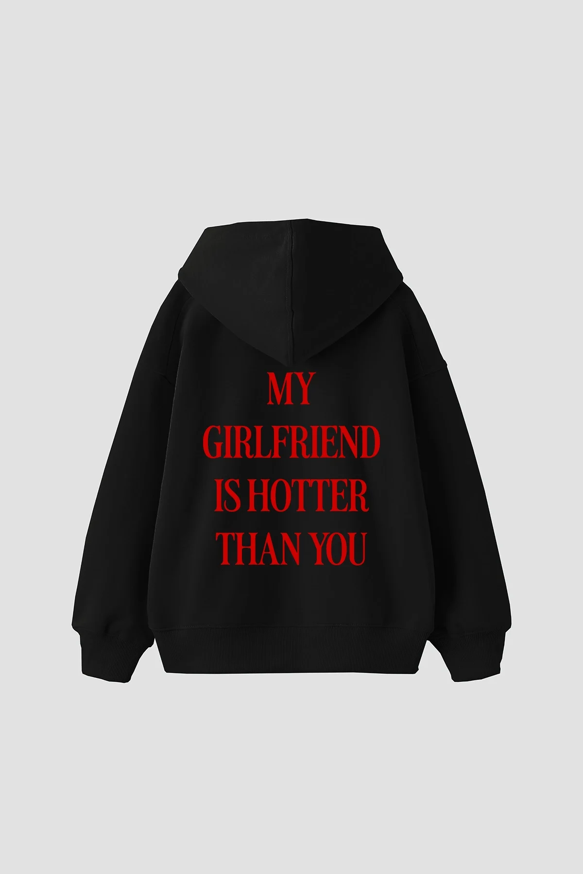 Hot Girlfriend Baskılı Oversize Unisex Siyah Hoodie