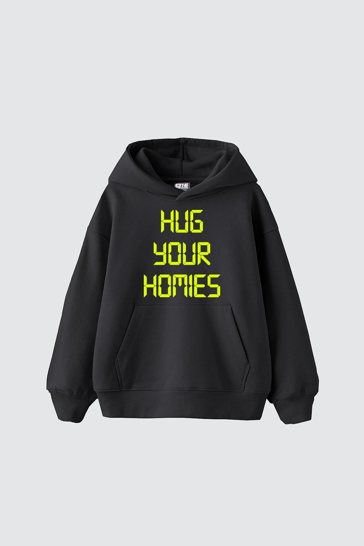 Hug Your Homies Baskılı Oversize Unisex Füme Hoodie