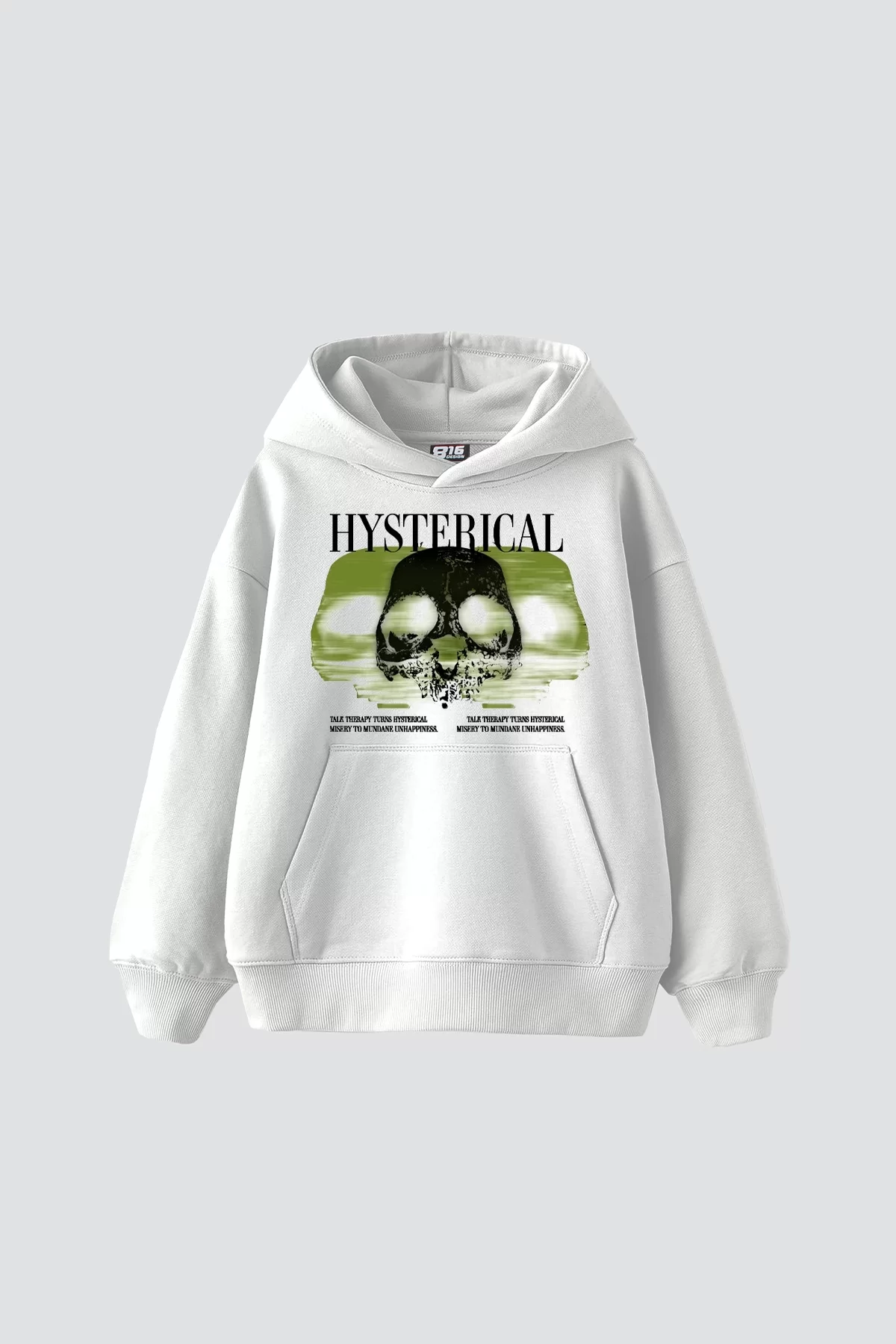 Hysterıcal Baskılı Oversize Unisex Beyaz Hoodie