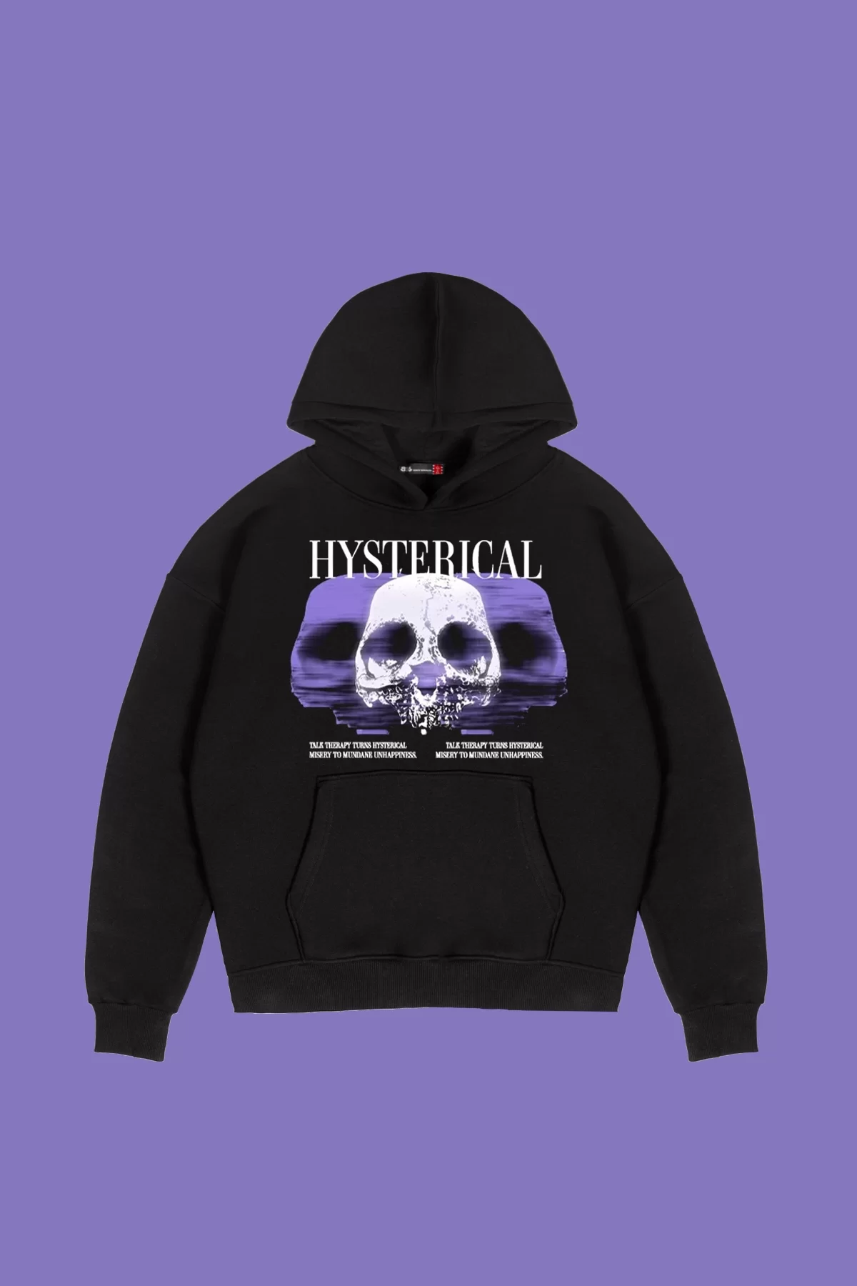 Hysterıcal Baskılı Oversize Unisex Siyah Hoodie