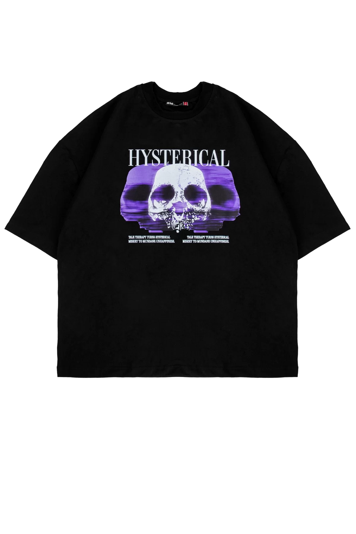Hysterıcal Baskılı Siyah Oversize Unisex Tshirt