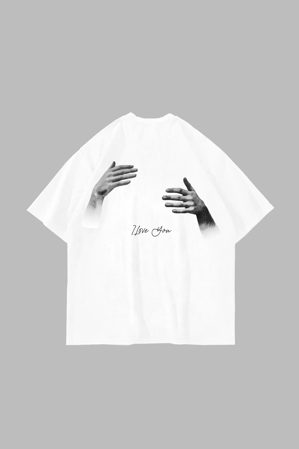 I Love You Baskılı Oversize Unisex Beyaz Tshirt