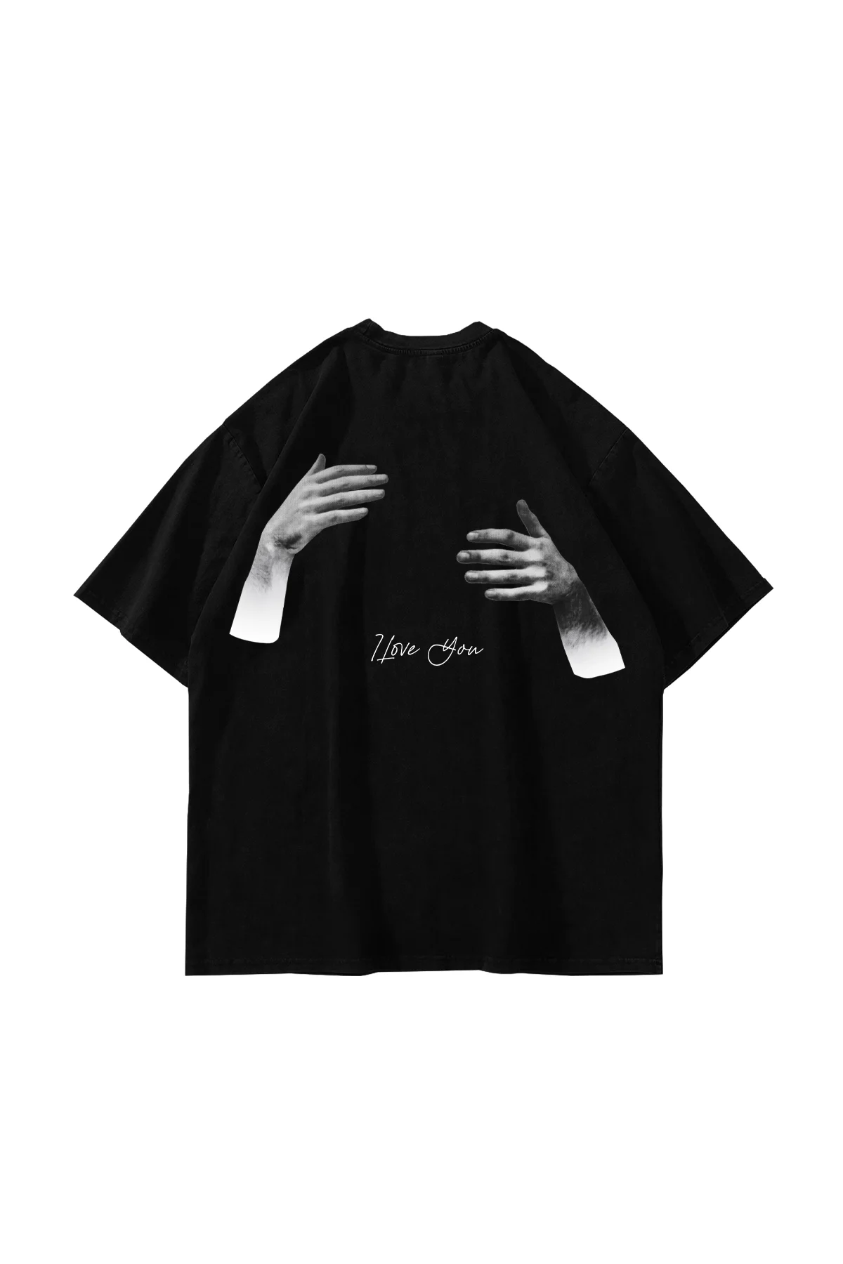 I Love You Baskılı Oversize Unisex Siyah Tshirt