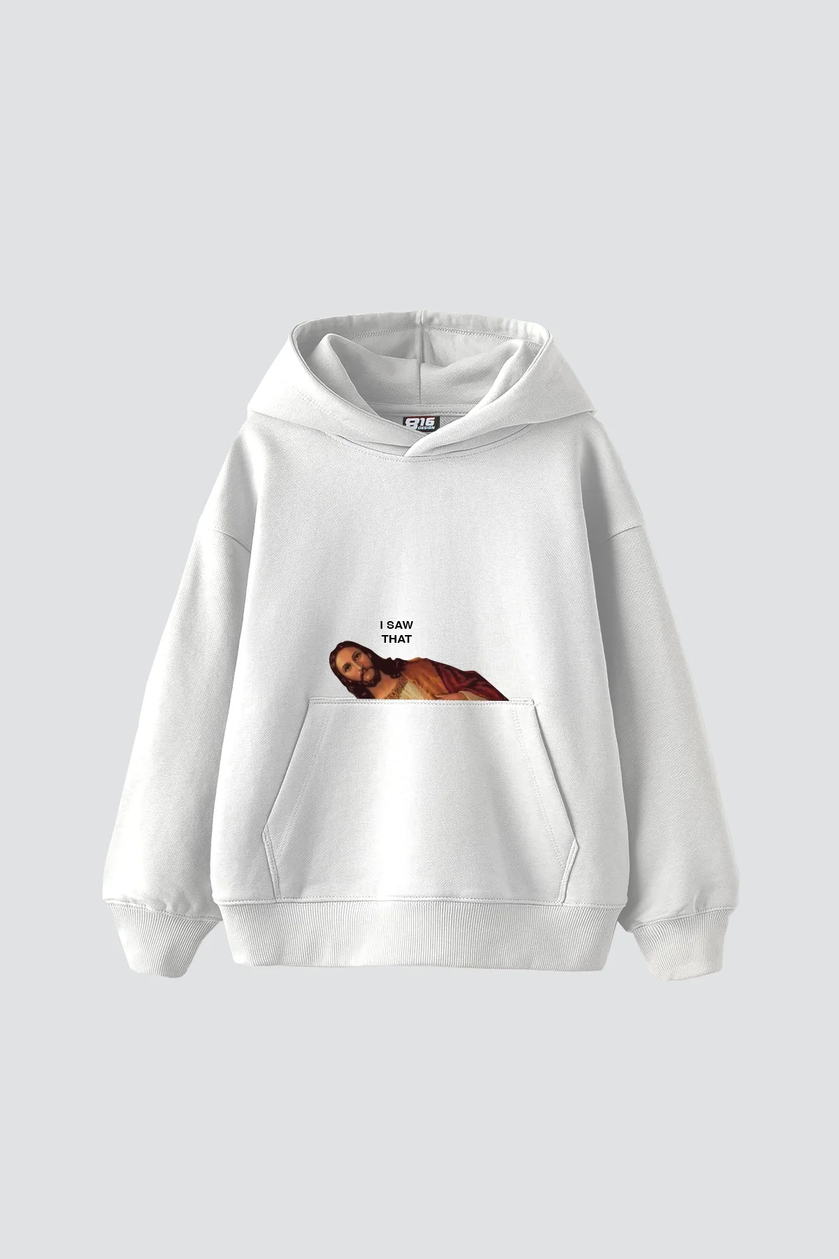 I Saw That Jesus Baskılı Oversize Unisex Beyaz Hoodie