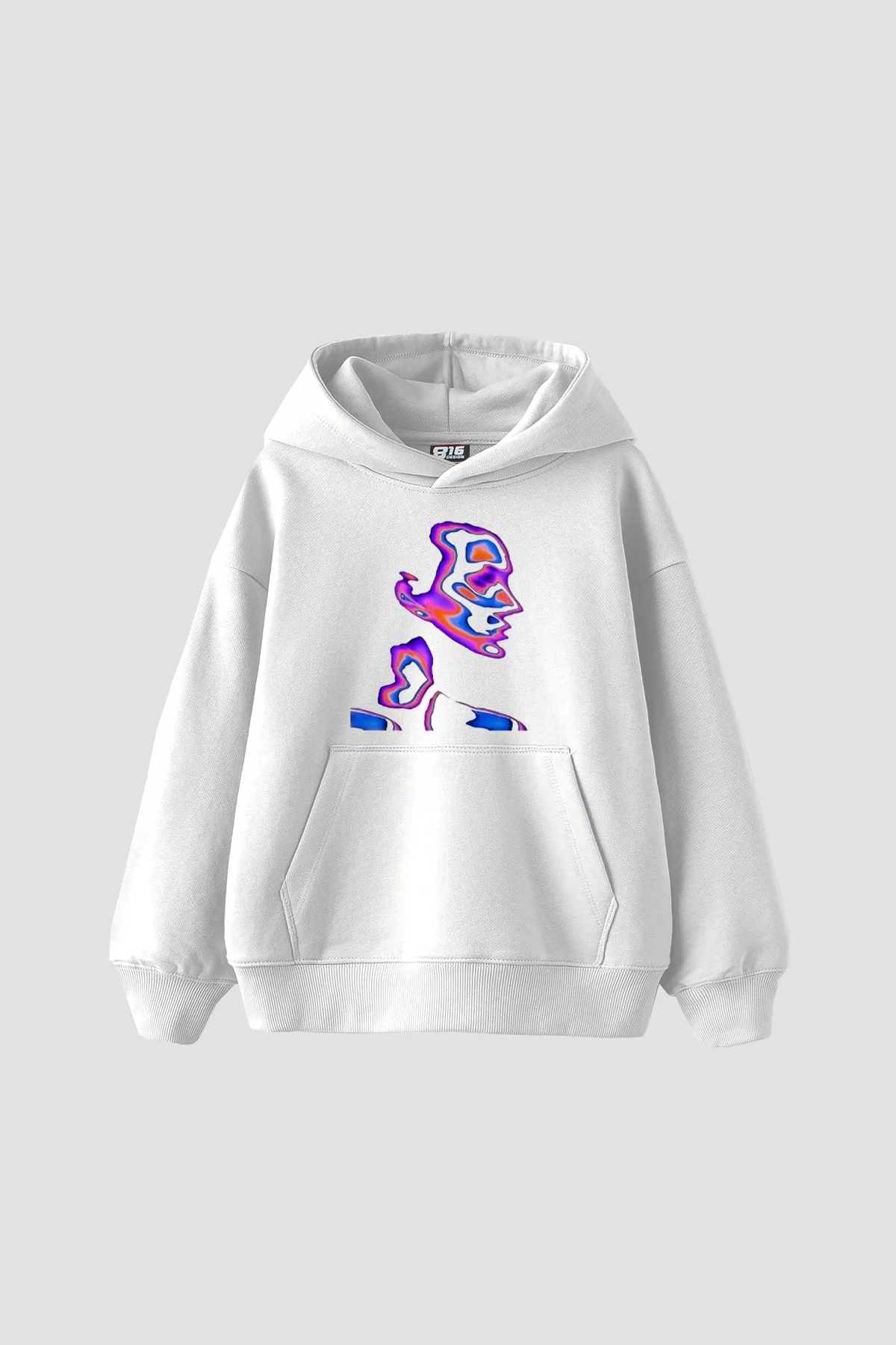 İllusion Woman Baskılı Oversize Unisex Beyaz Hoodie