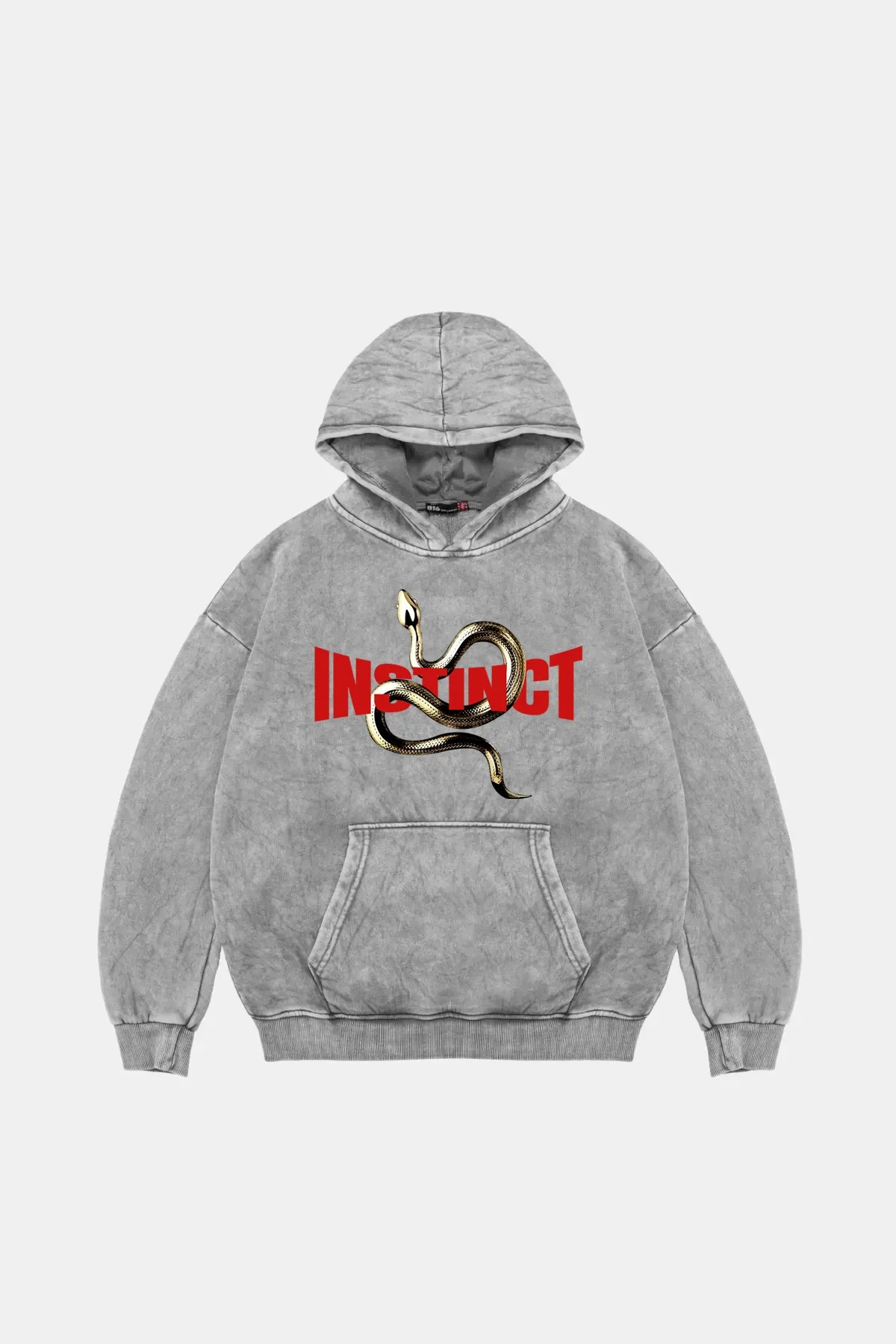 Instinct Oversize Unisex Yıkamalı Beyaz Hoodie