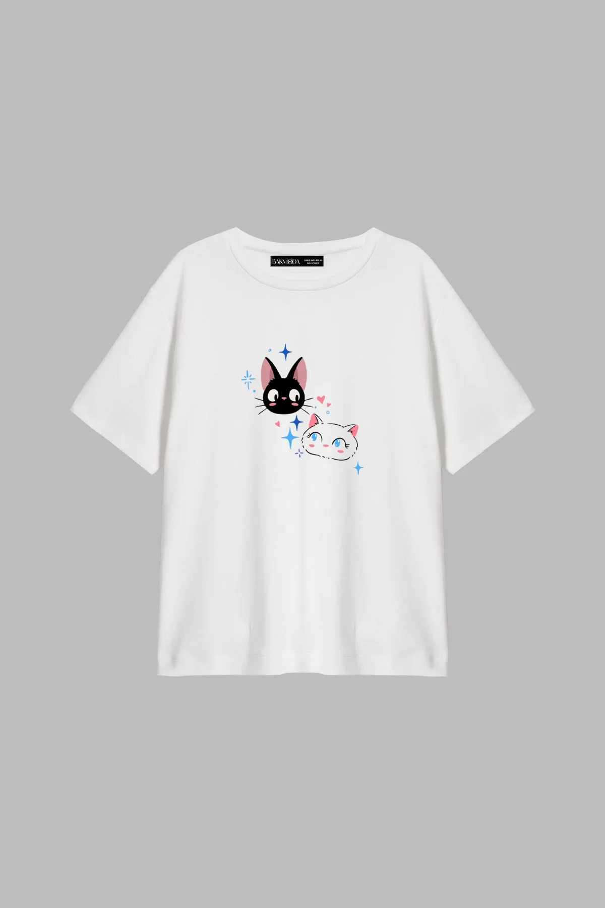 Jiji And Lily Baskılı Relaxed Fit Beyaz Kadın Tshirt