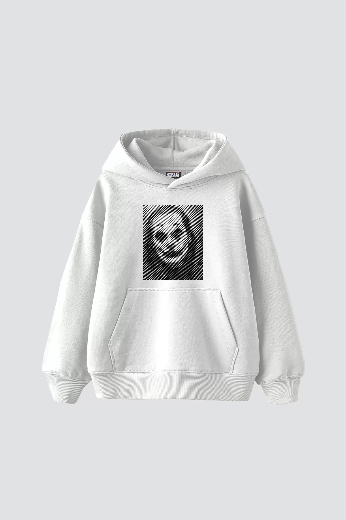 JKR Illusion Baskılı Oversize Unisex Premium Beyaz Hoodie