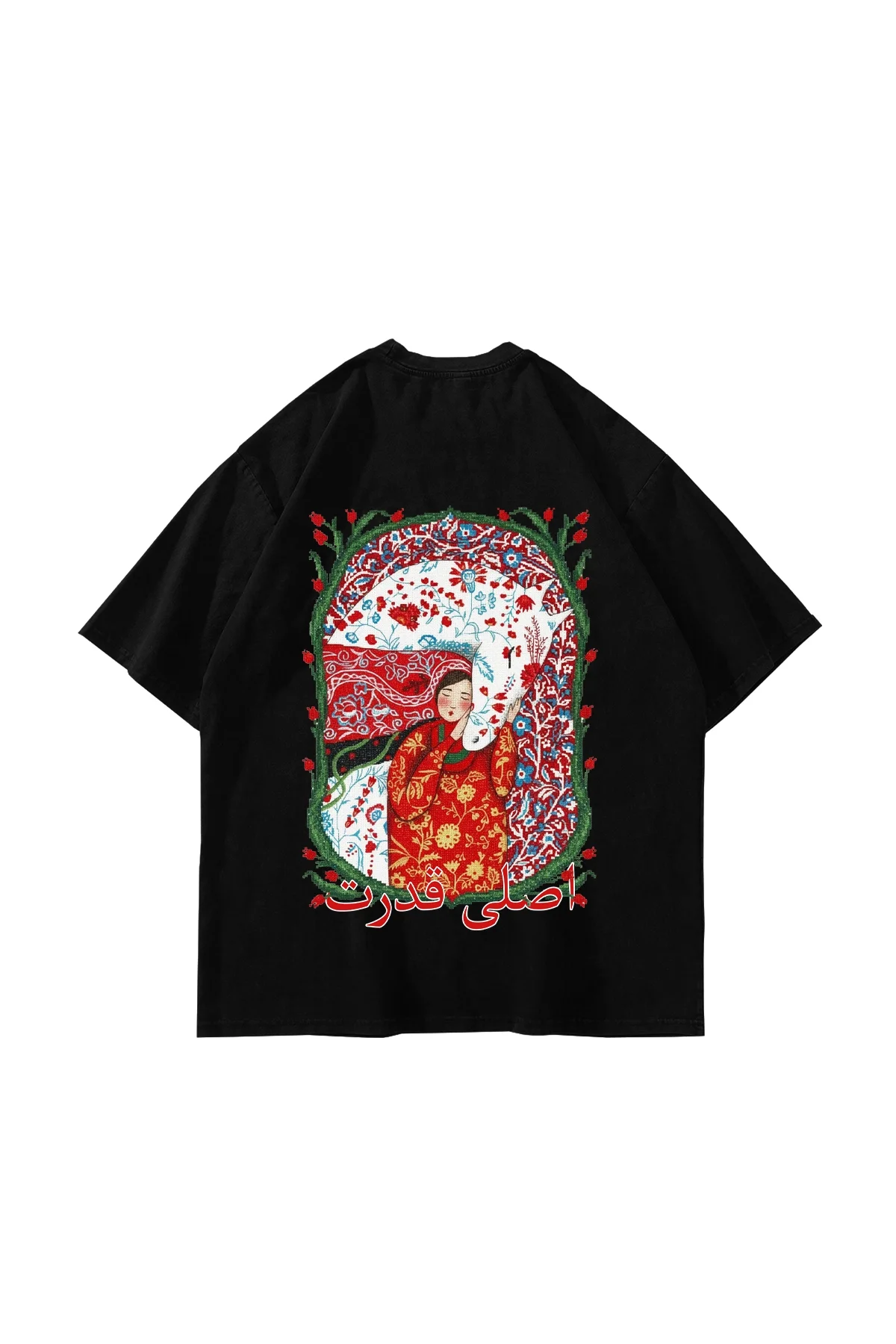 Kadim Güç Baskılı Oversize Unisex Siyah Tshirt