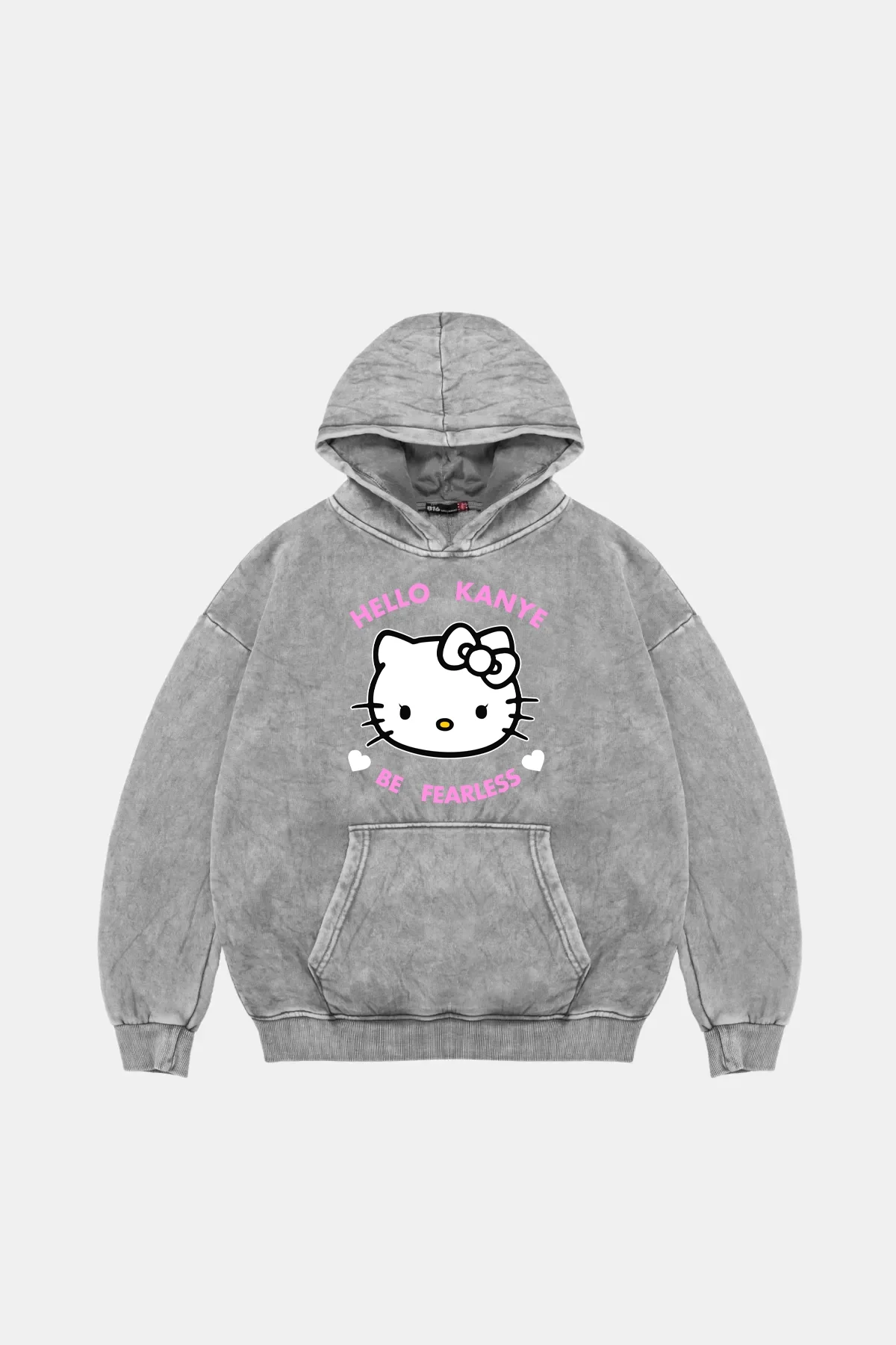 Kanye Be Fearless Baskılı Oversize Unisex Yıkamalı Beyaz Hoodie