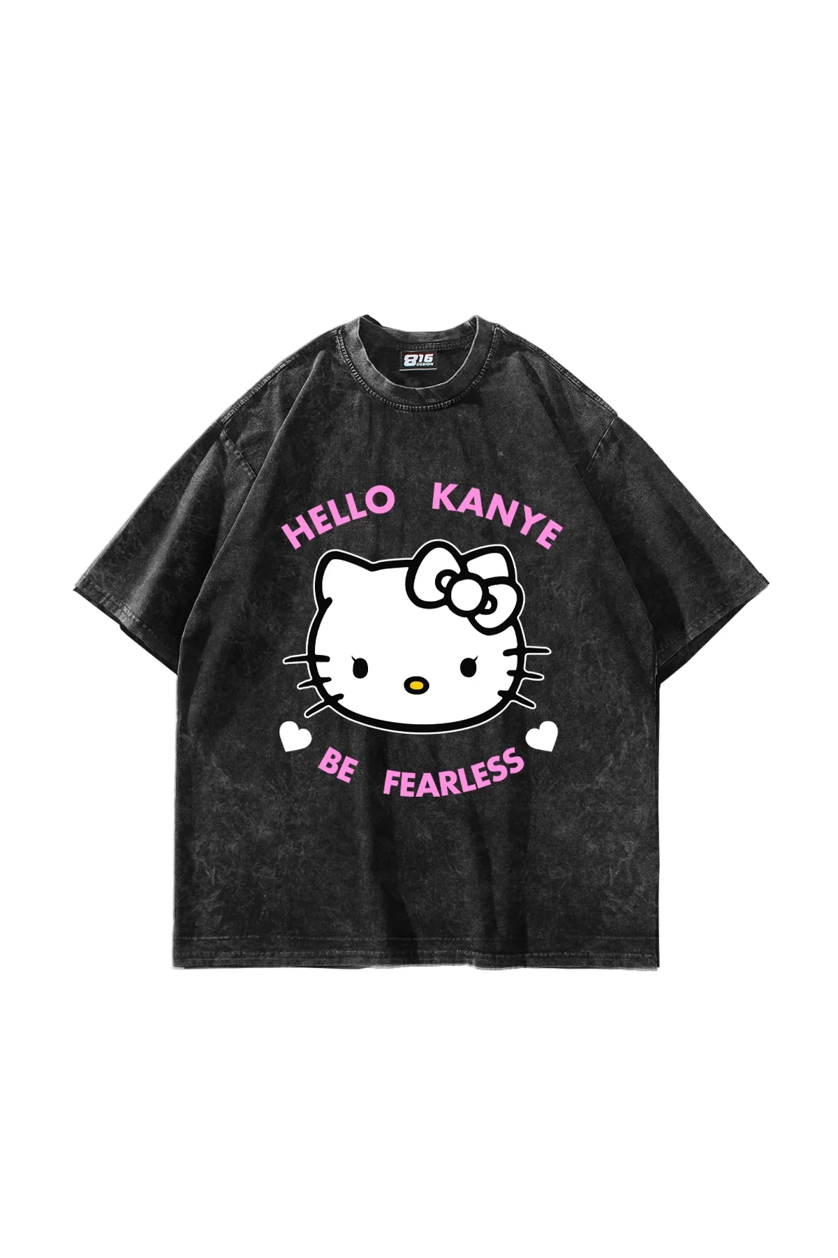 Kanye Be Fearless Baskılı Oversize Unisex Yıkamalı Siyah Tshirt