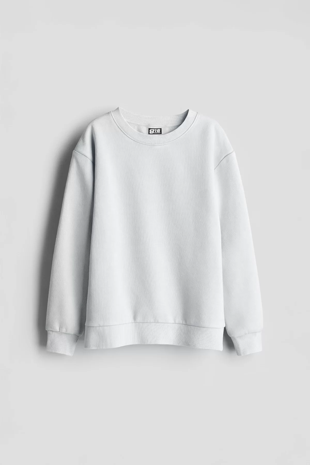 Kapüşonsuz Basic Oversize Unisex Beyaz Sweatshirt