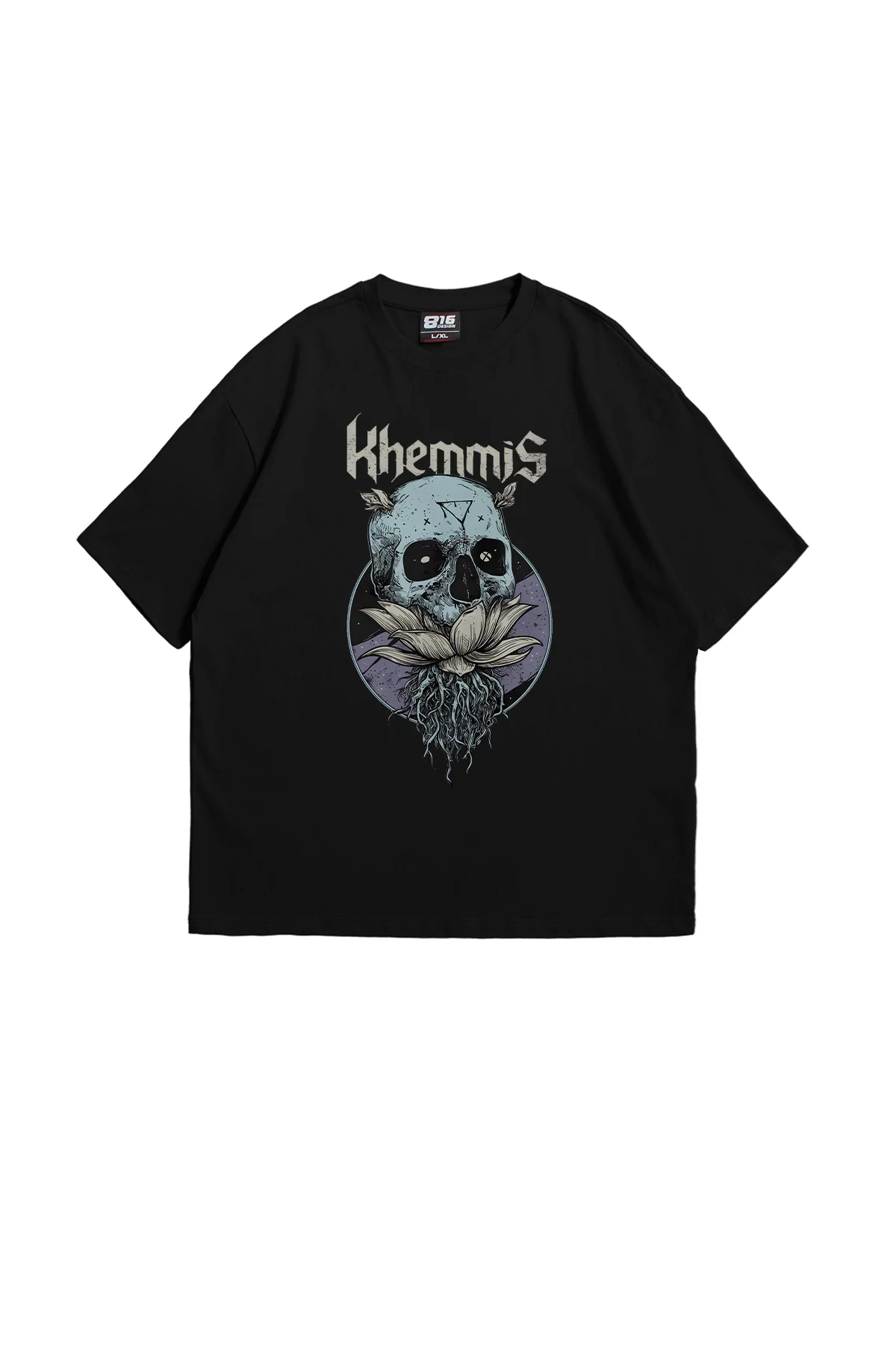 Khemmis Baskılı Oversize Unisex Siyah Tshirt