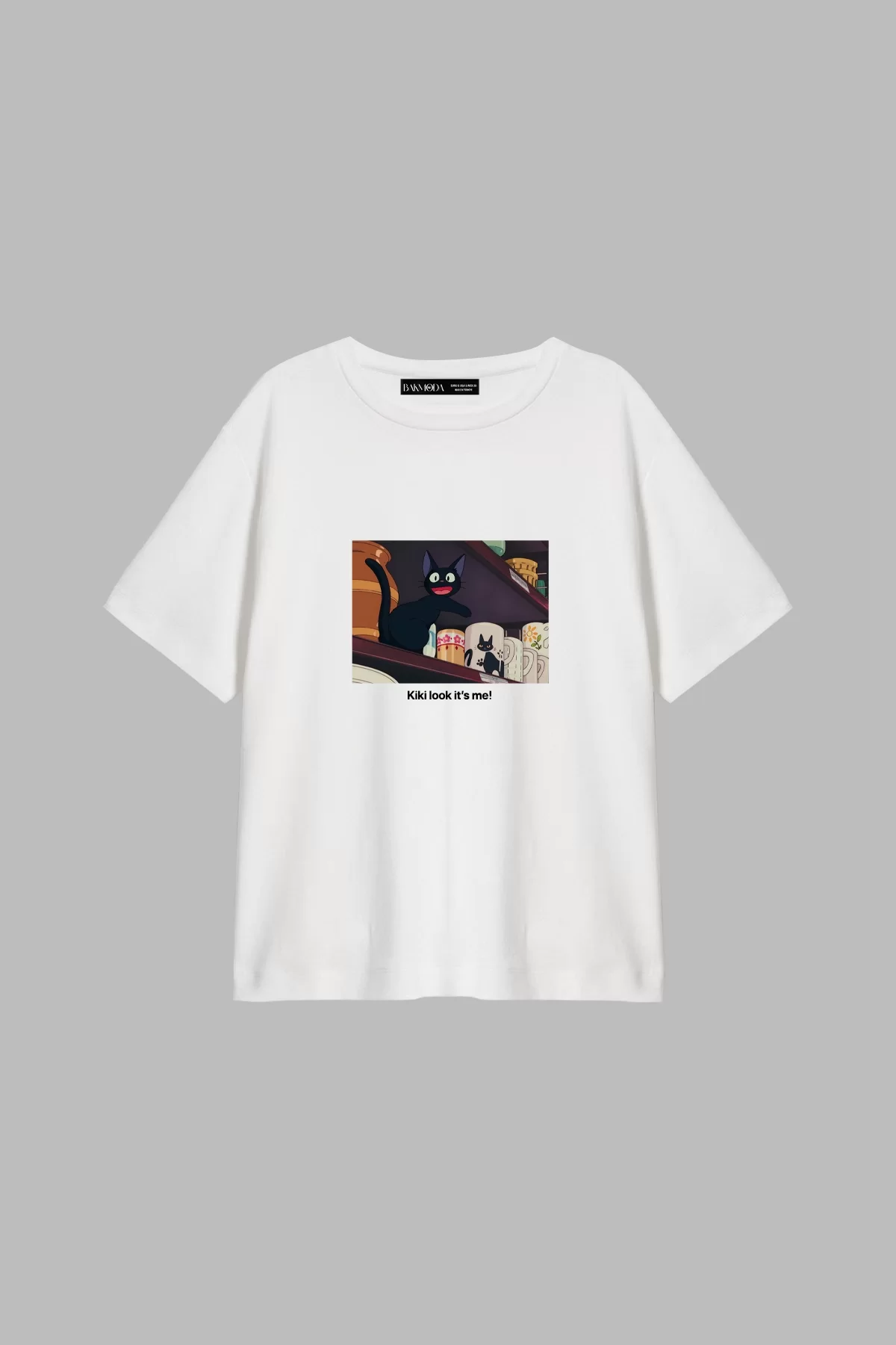 Kiki Look İts Me Baskılı Relaxed Fit Beyaz Kadın Tshirt