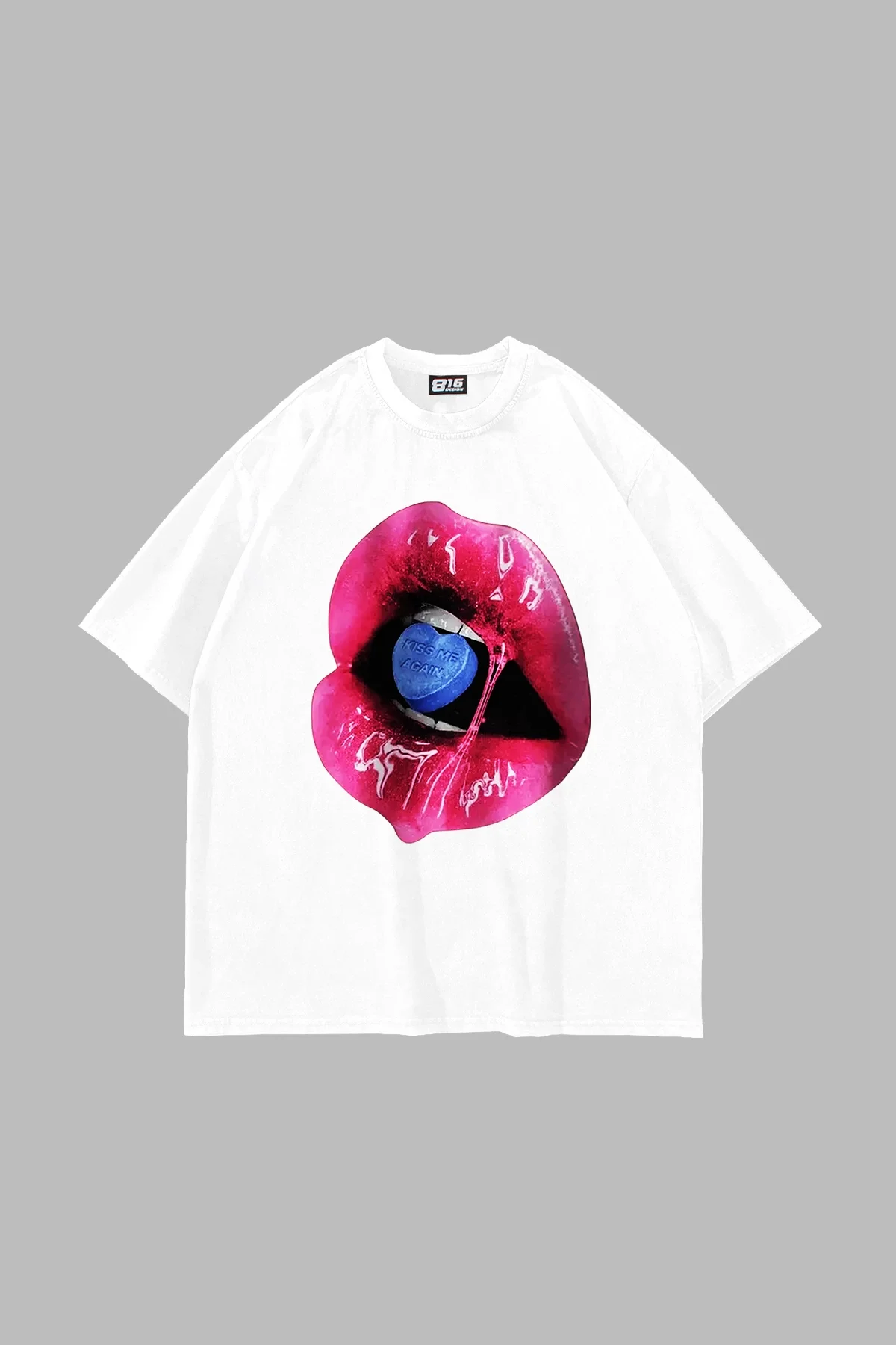Kiss Me Again Baskılı Oversize Unisex Beyaz Tshirt
