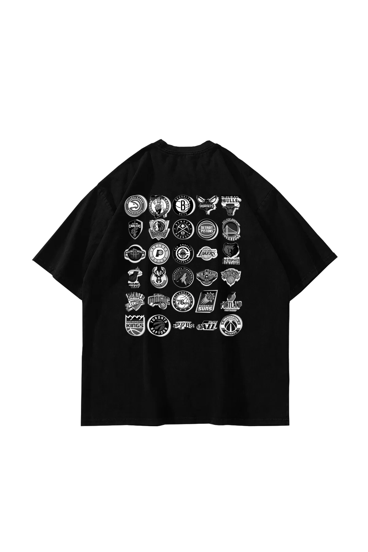 Knicks Baskılı Oversize Unisex Siyah Tshirt