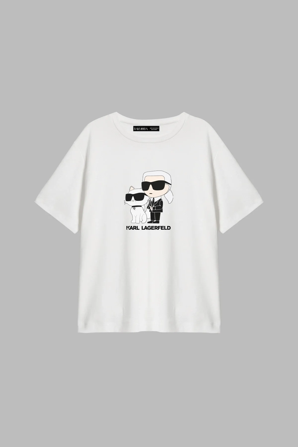 Krl Lagrfld Baskılı Relaxed Fit Beyaz Kadın Tshirt