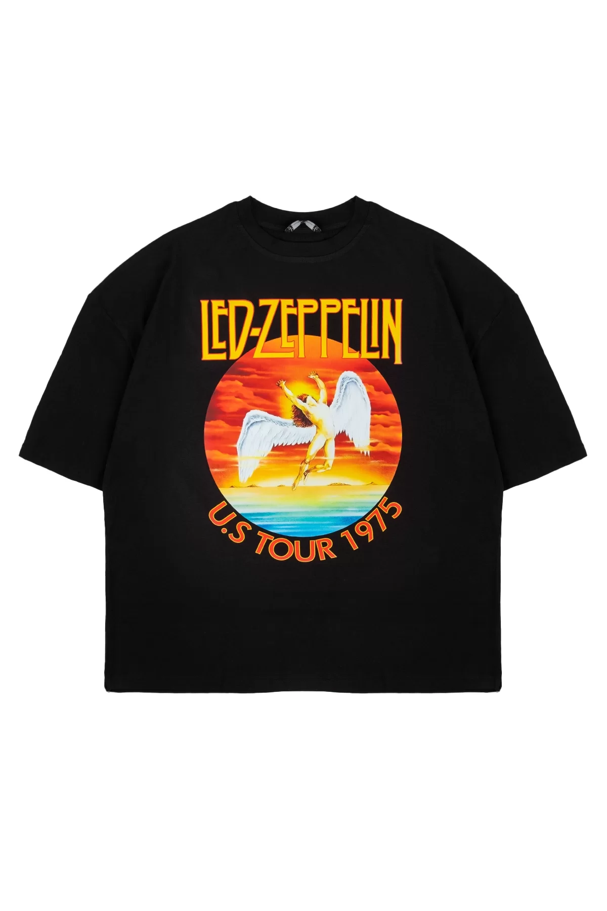 Led Zeppelin Baskılı Siyah Oversize Tshirt