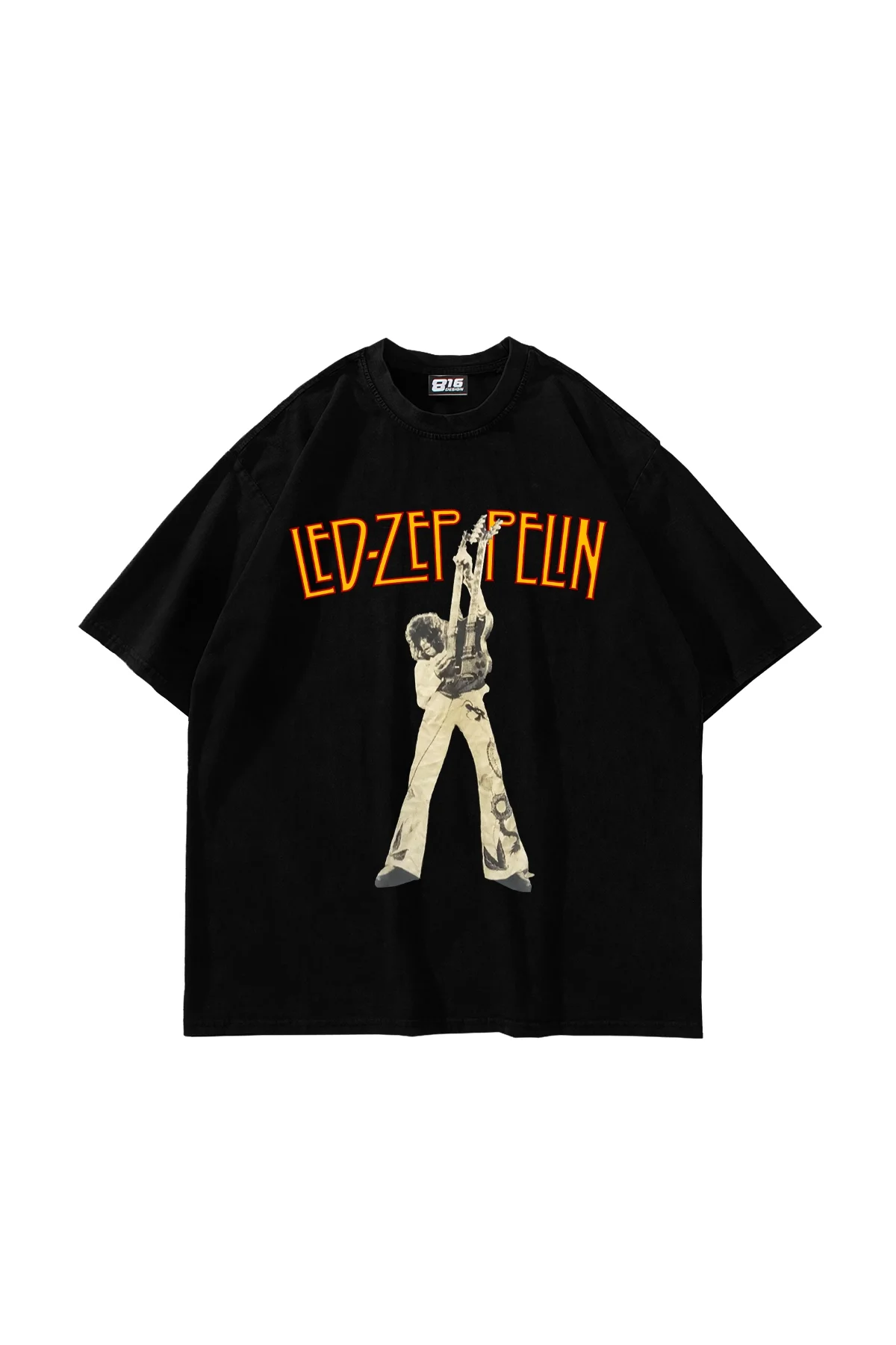 Led Zeppelin Human Baskılı Oversize 24/1 Premium Siyah Tshirt