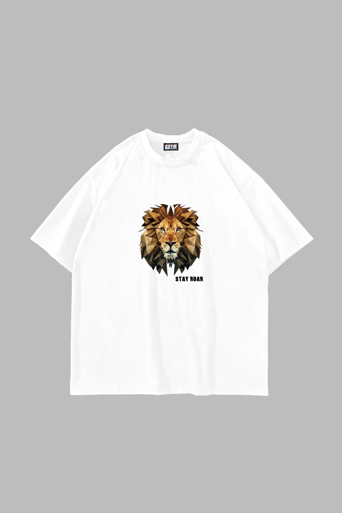 Leon Stay Roar Baskılı Oversize Unisex Beyaz Tshirt
