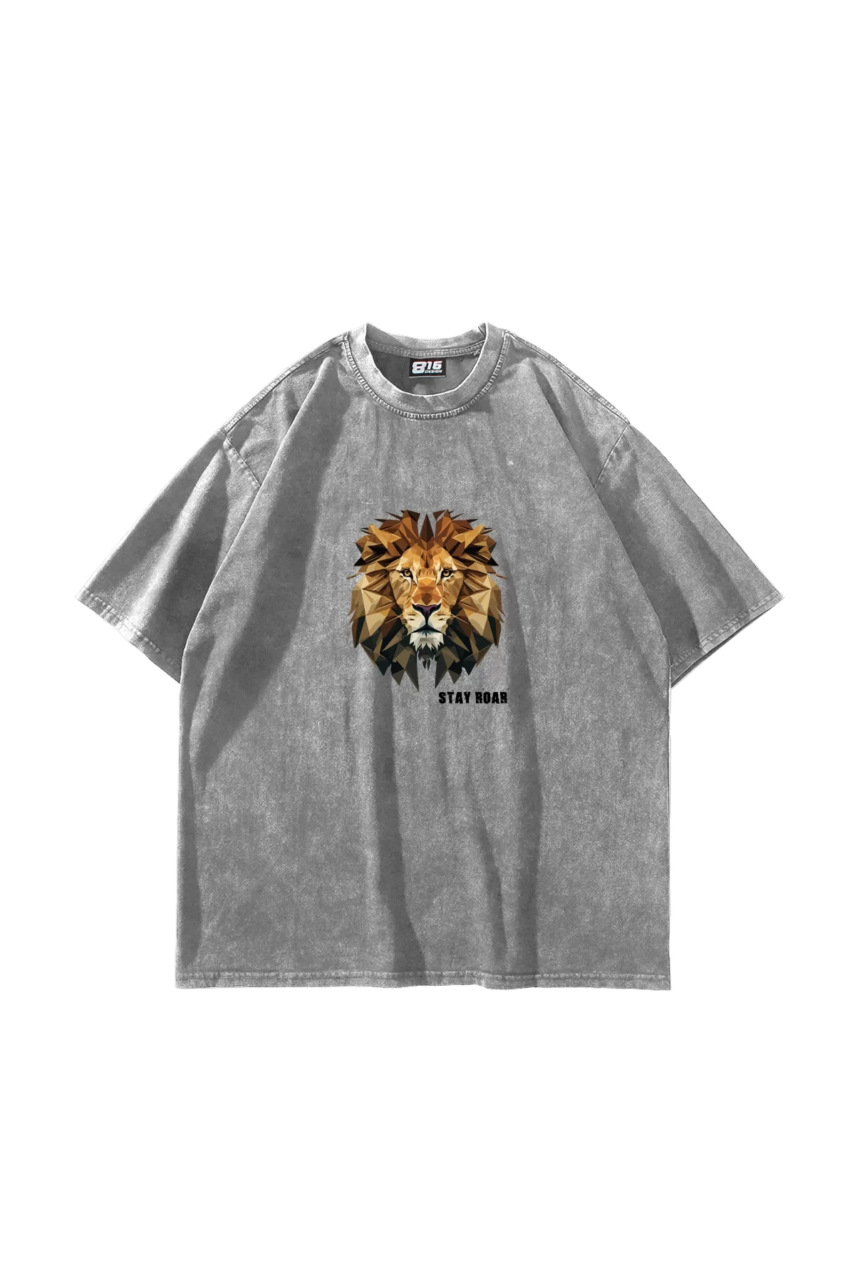Leon Stay Roar Baskılı Oversize Unisex Yıkamalı Beyaz Tshirt