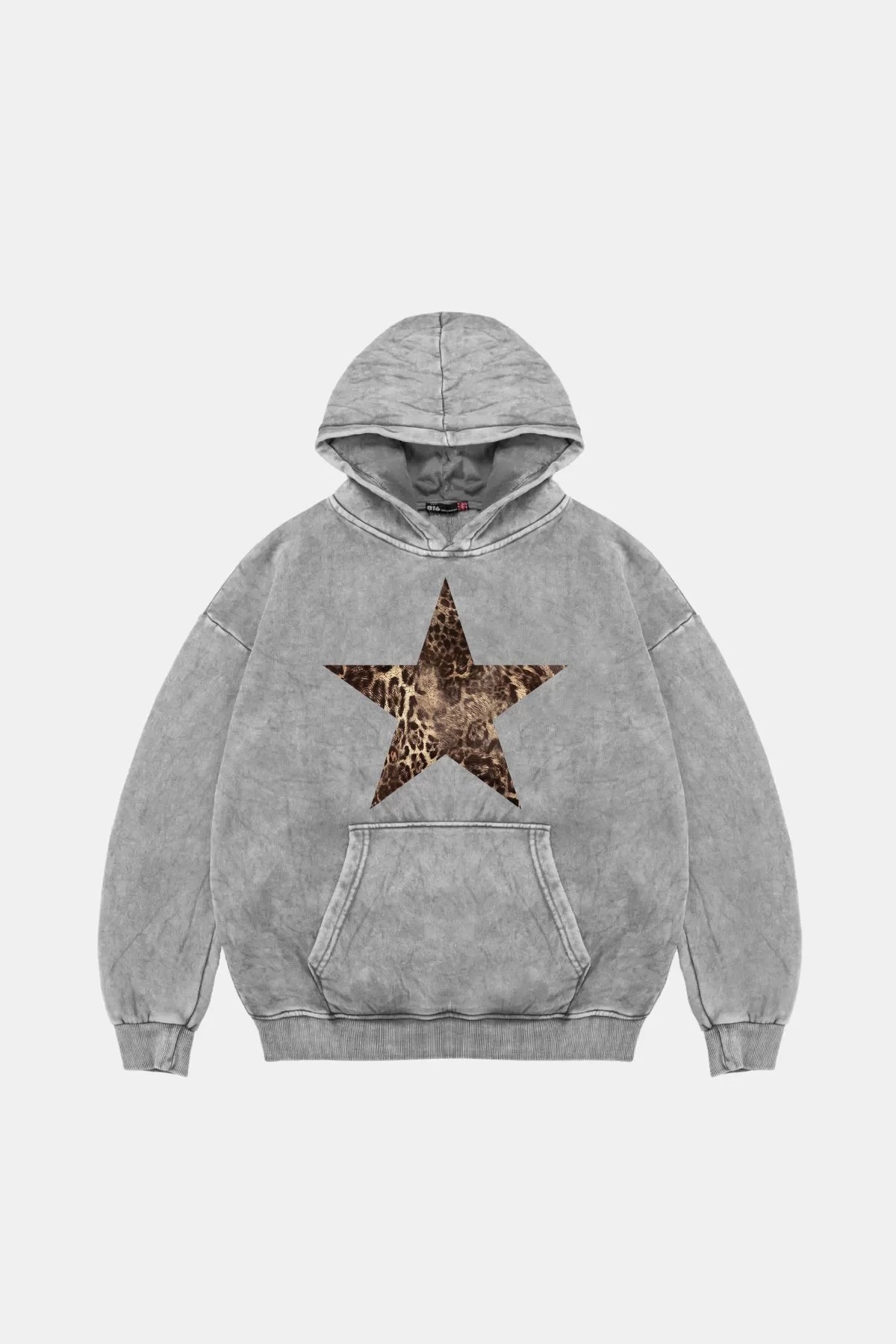 Starz Leopar Baskılı Oversize Unisex Premium Yıkamalı Beyaz Hoodie