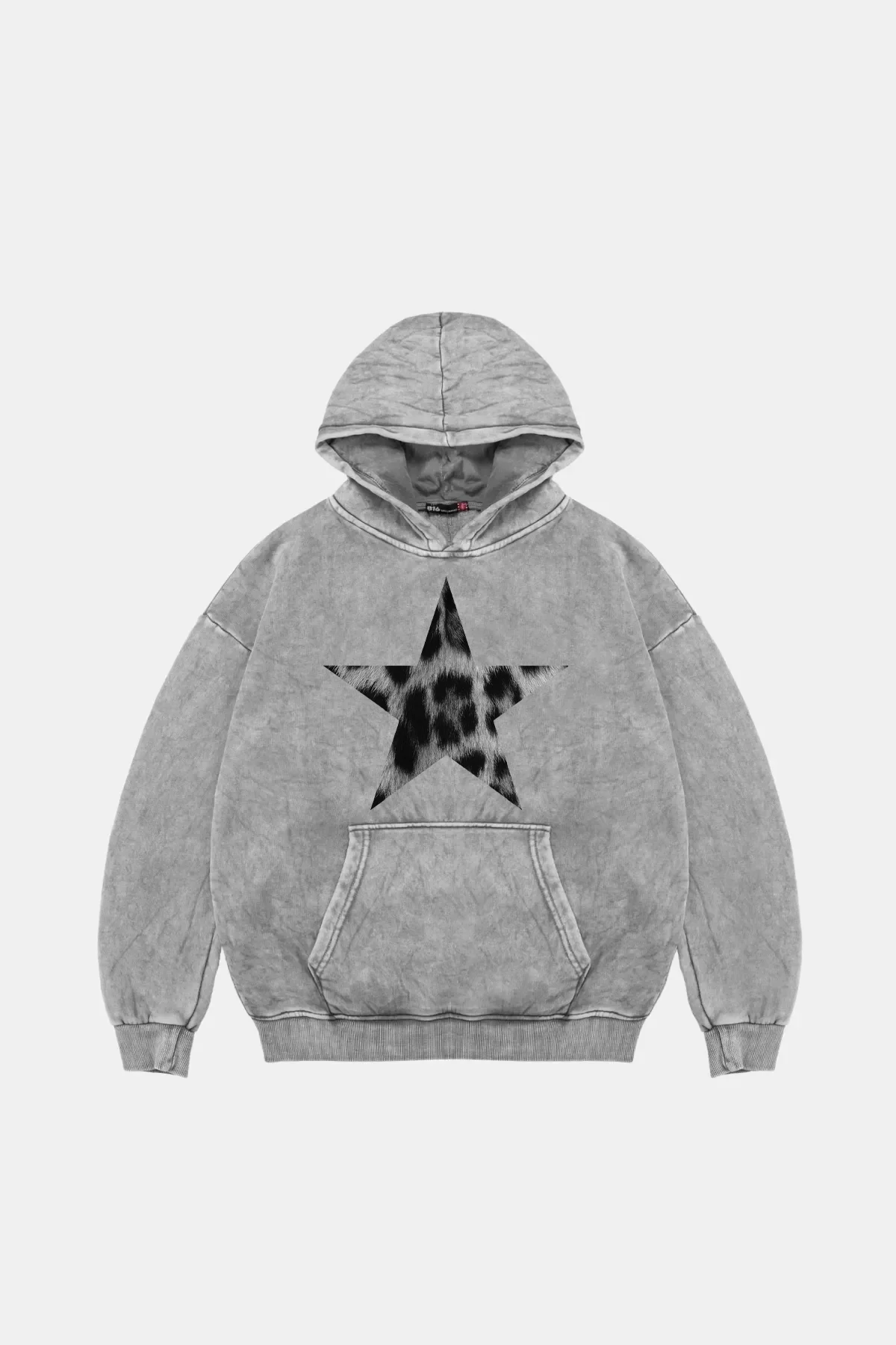 Leopar Starz V2 Baskılı Oversize Unisex Premium Yıkamalı Beyaz Hoodie